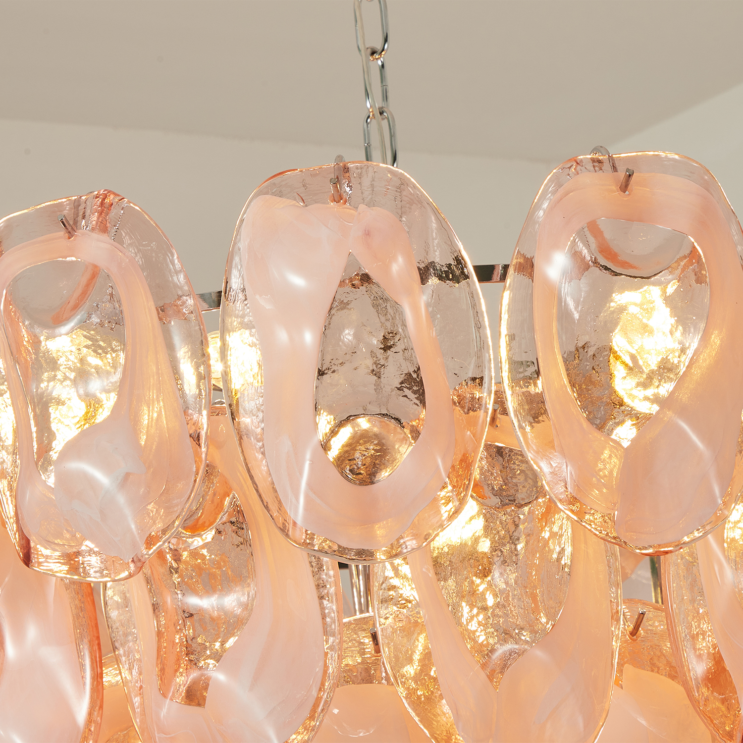 Murano-Style Sculpted Glass Link Cascade Chandelier