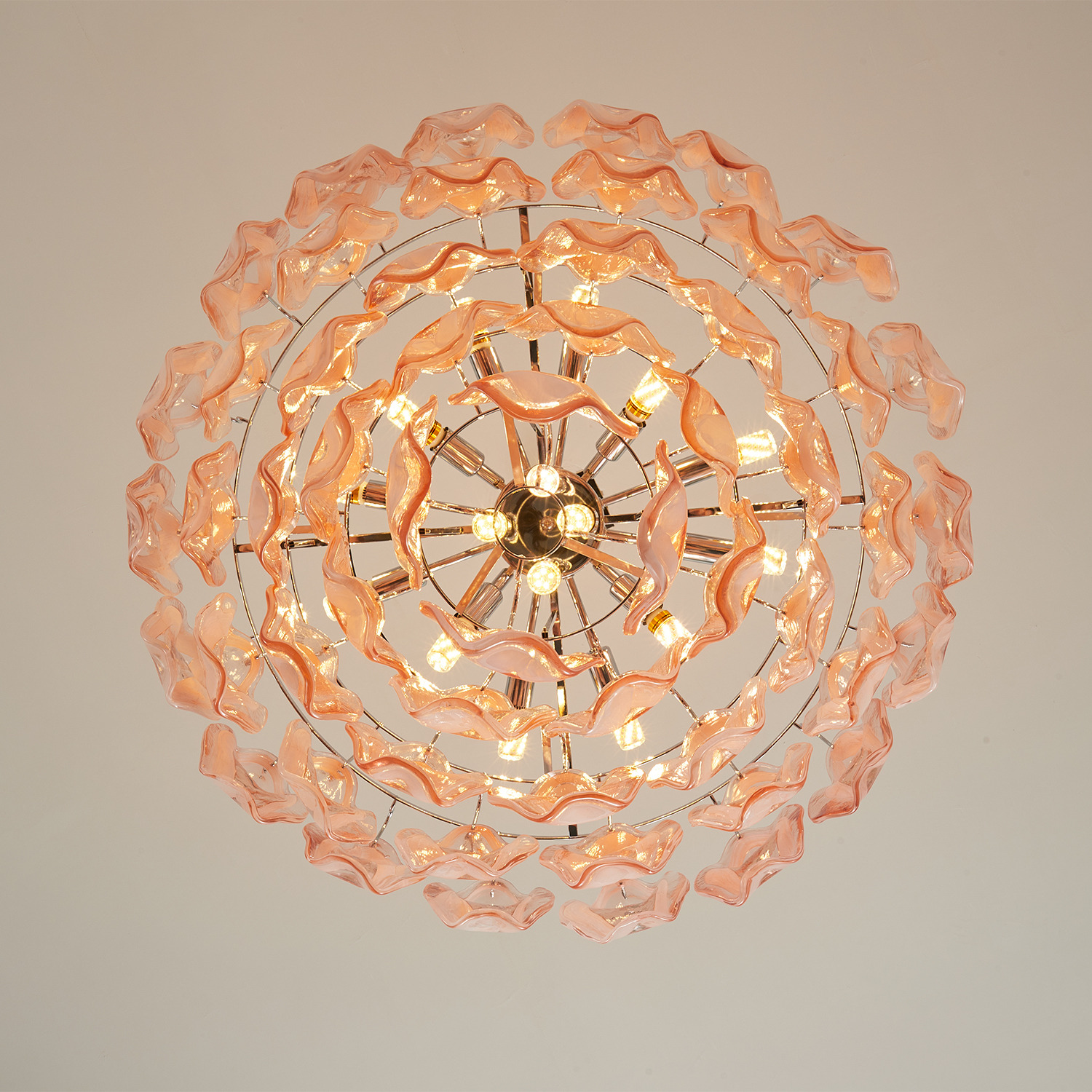 Murano-Style Sculpted Glass Link Cascade Chandelier