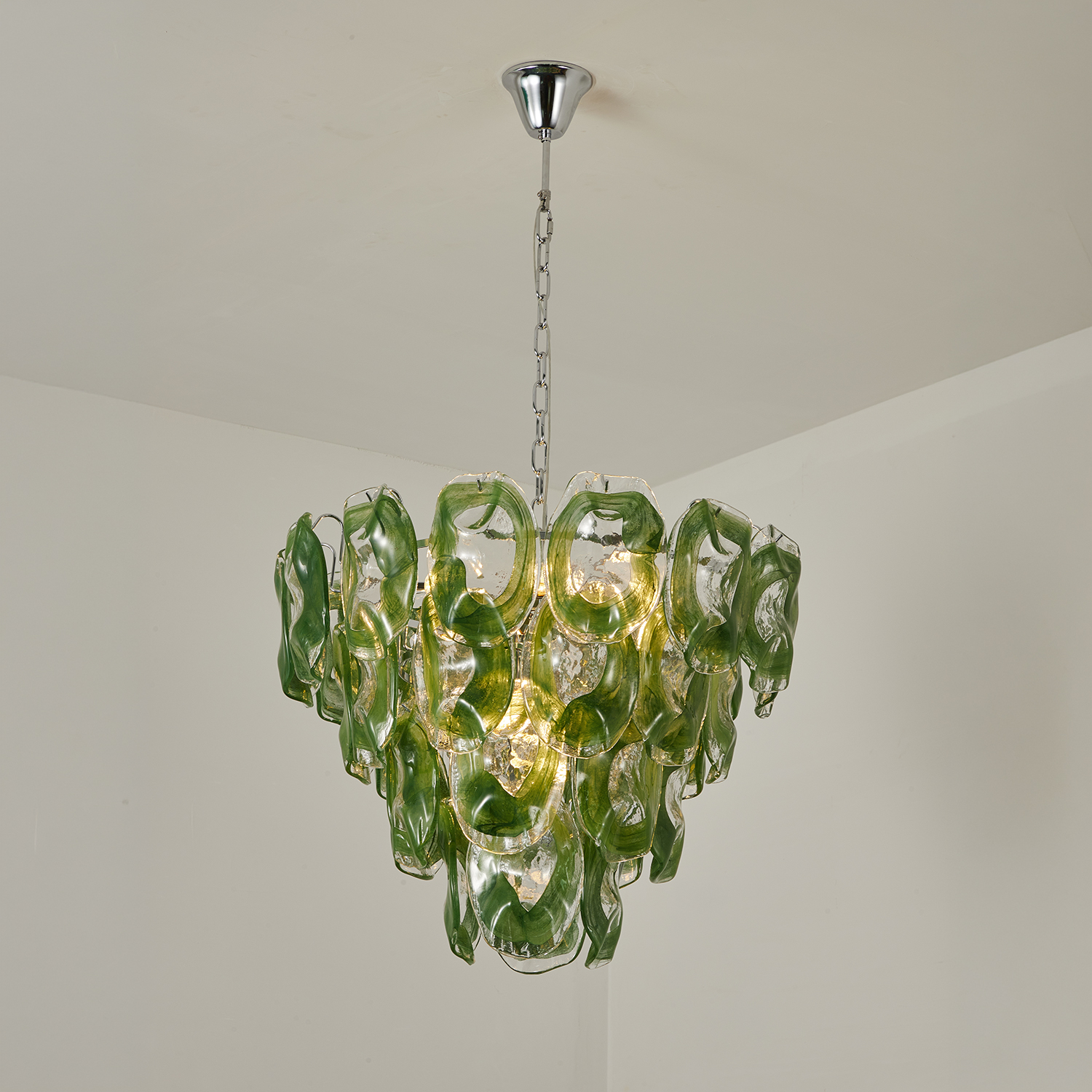 Murano-Style Sculpted Glass Link Cascade Chandelier