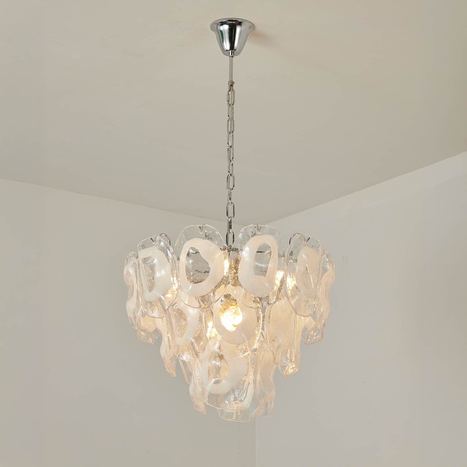 Murano-Style Sculpted Glass Link Cascade Chandelier