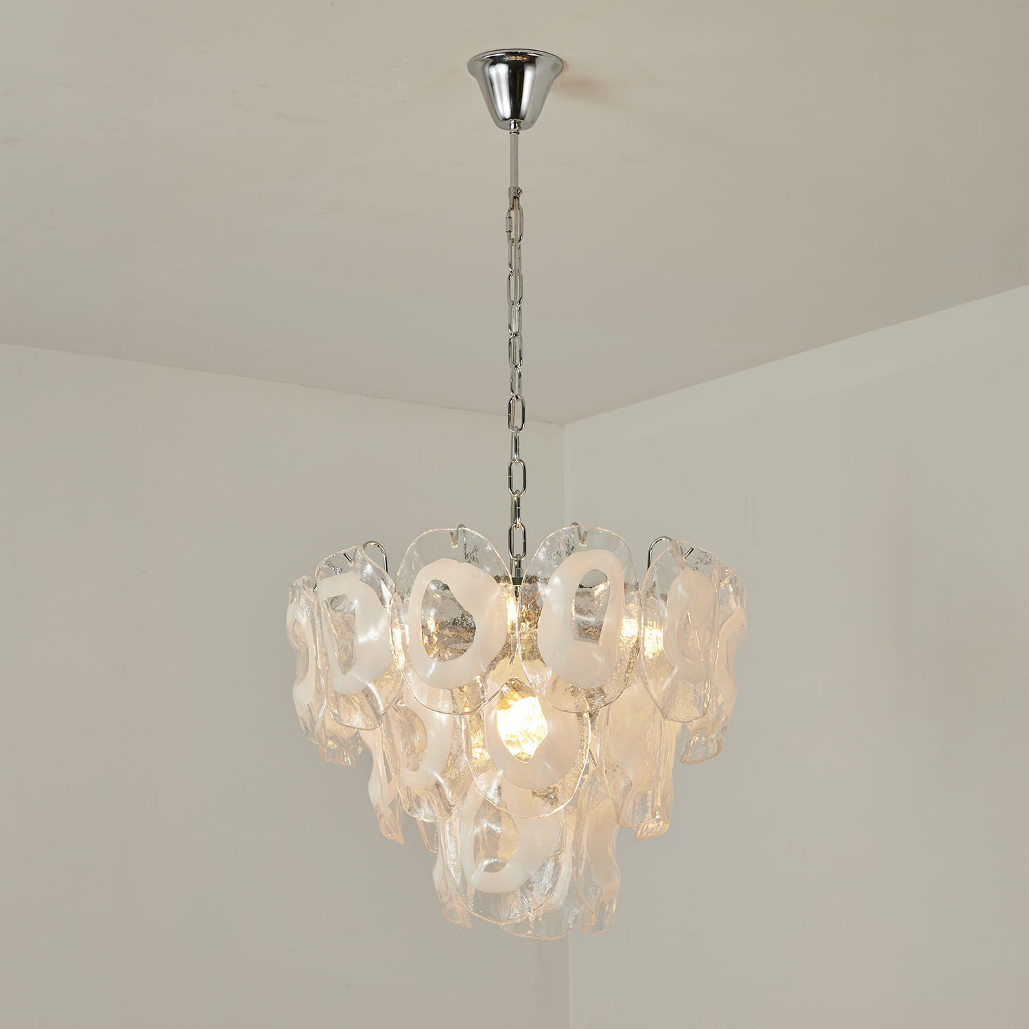 Murano-Style Sculpted Glass Link Cascade Chandelier