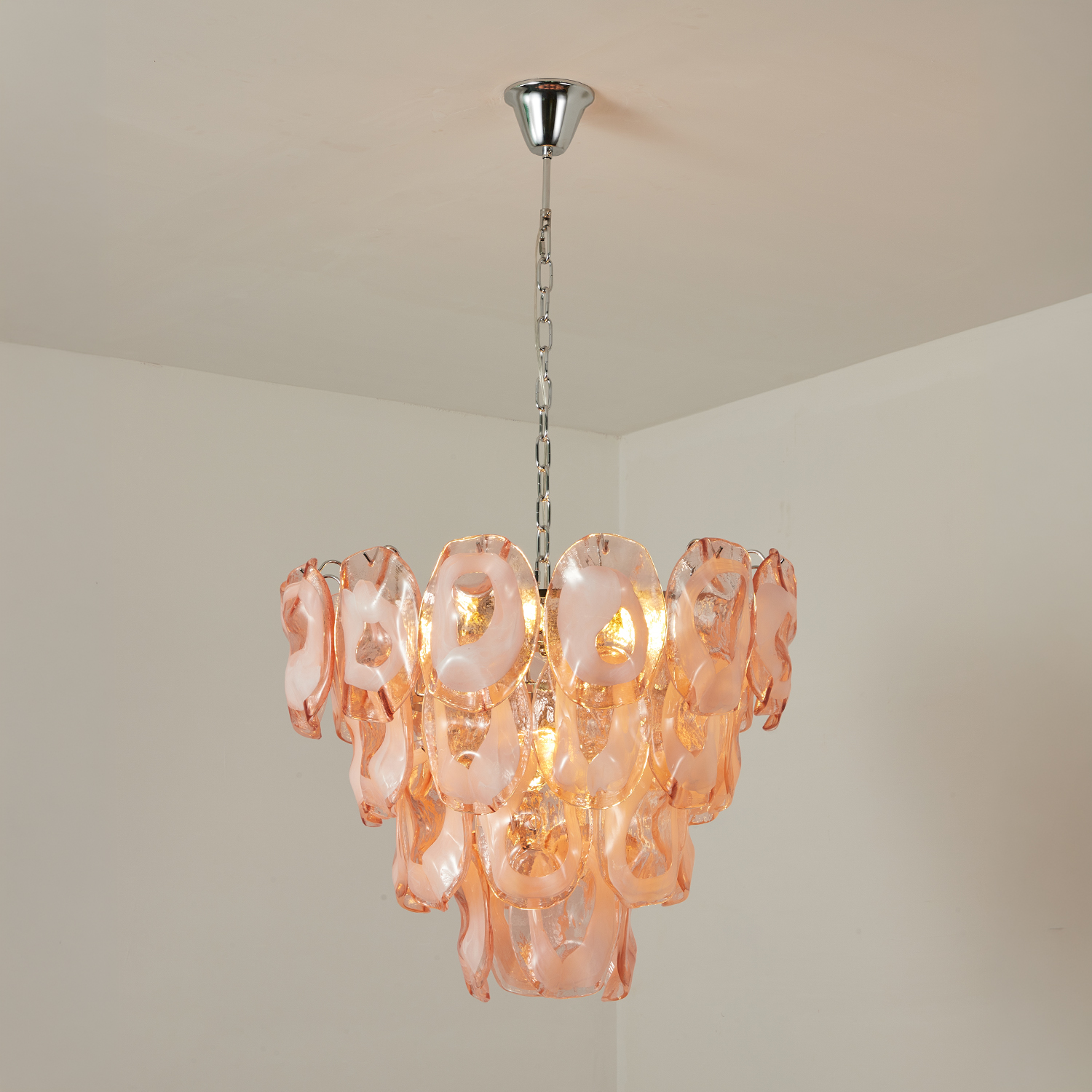 Murano-Style Sculpted Glass Link Cascade Chandelier