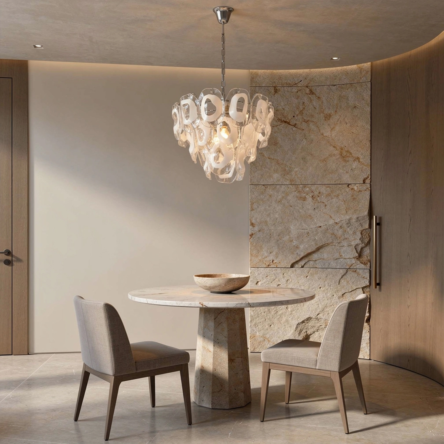 Murano-Style Sculpted Glass Link Cascade Chandelier