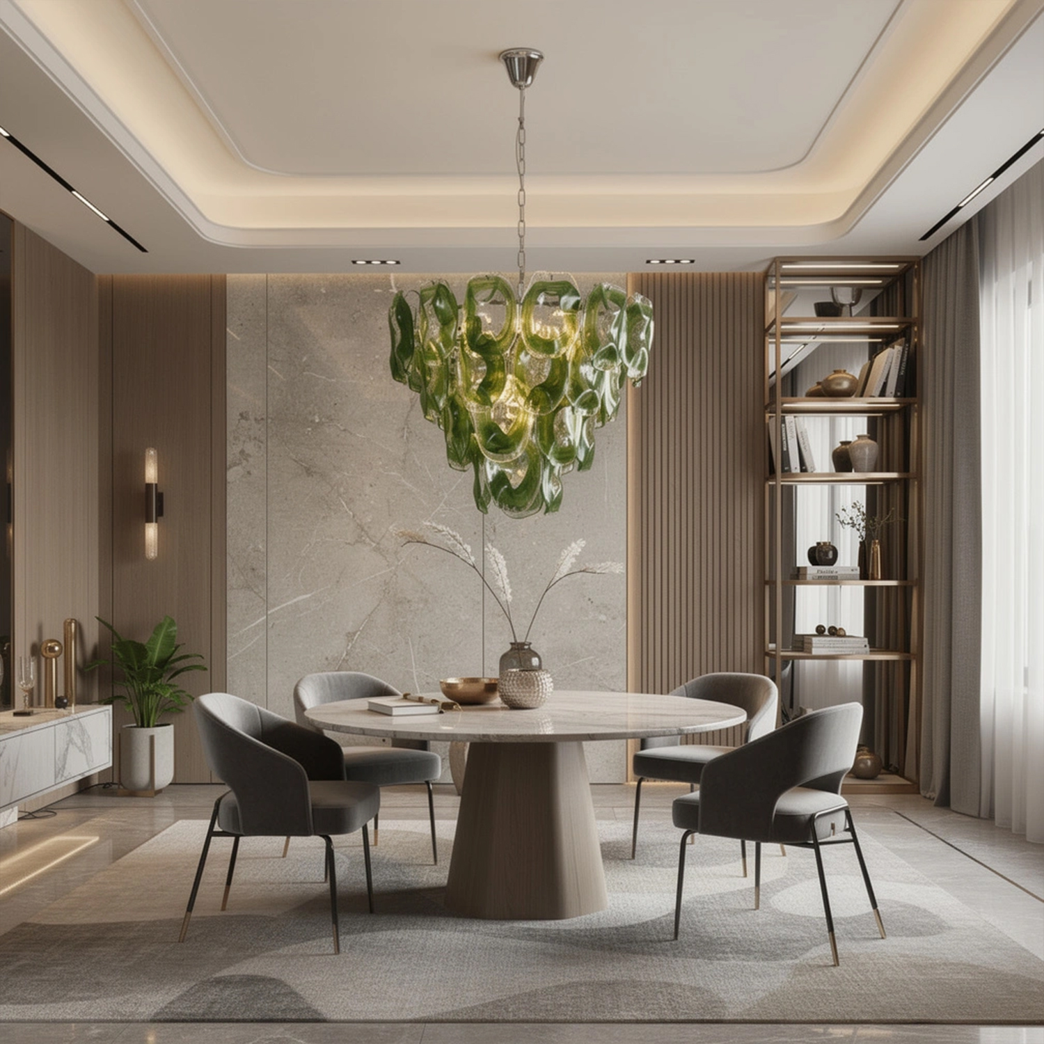 Murano-Style Sculpted Glass Link Cascade Chandelier