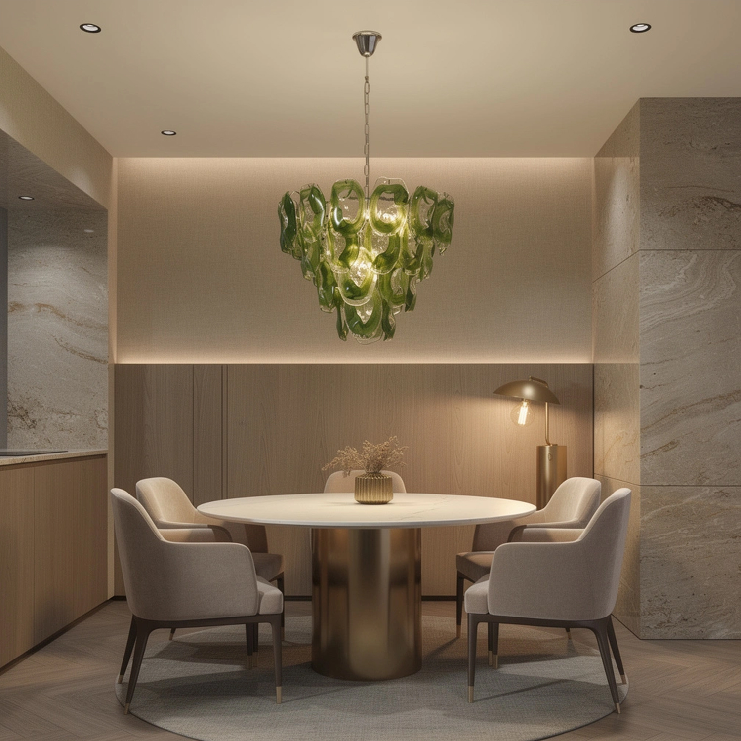 Murano-Style Sculpted Glass Link Cascade Chandelier