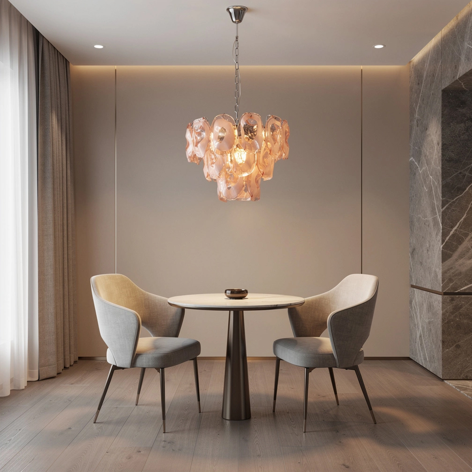 Murano-Style Sculpted Glass Link Cascade Chandelier