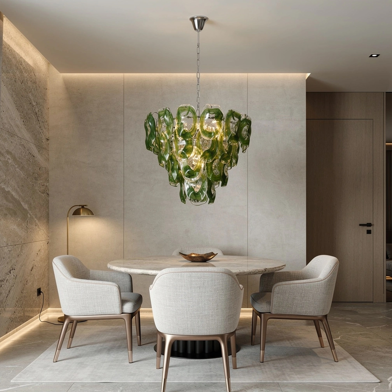 Murano-Style Sculpted Glass Link Cascade Chandelier