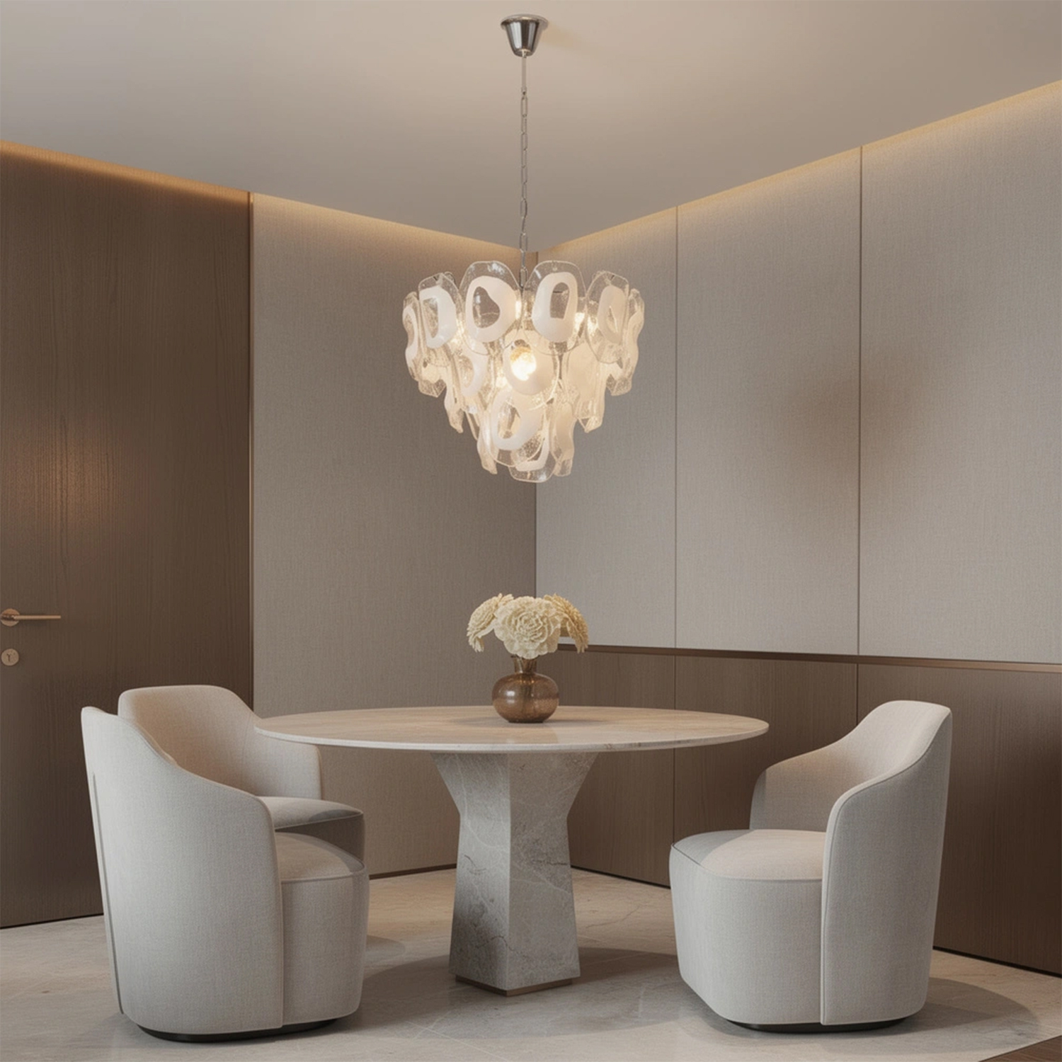 Murano-Style Sculpted Glass Link Cascade Chandelier