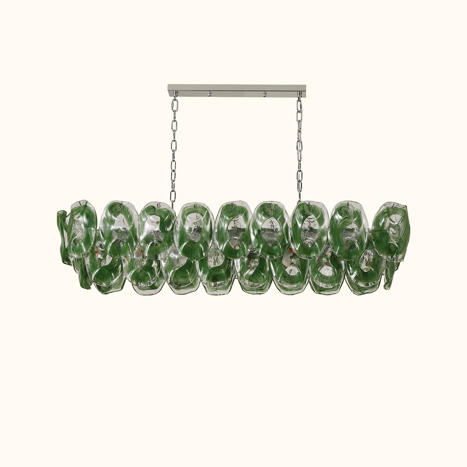 Murano-Style Sculpted Glass Link Cascade Linear Chandelier