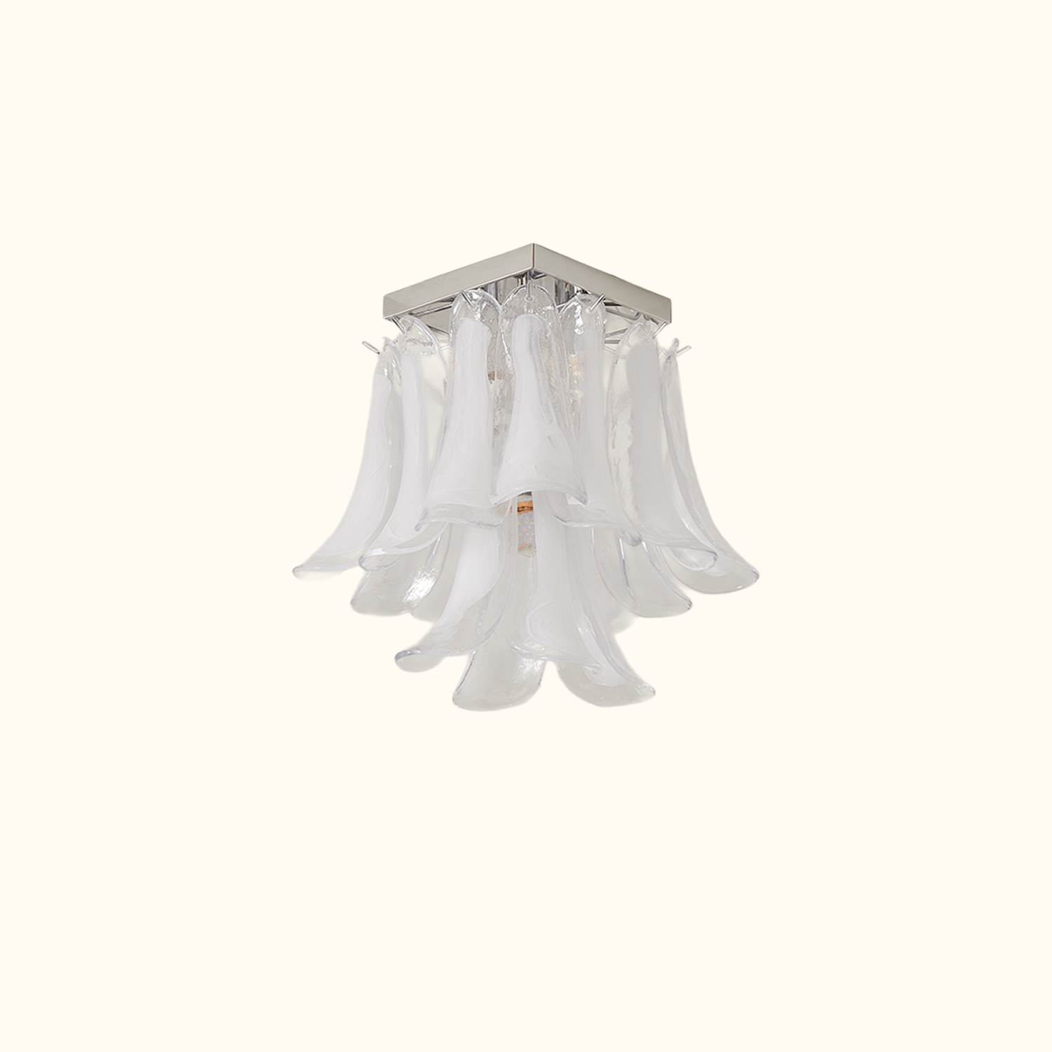 Murano Style White Floral Glass Chandelier