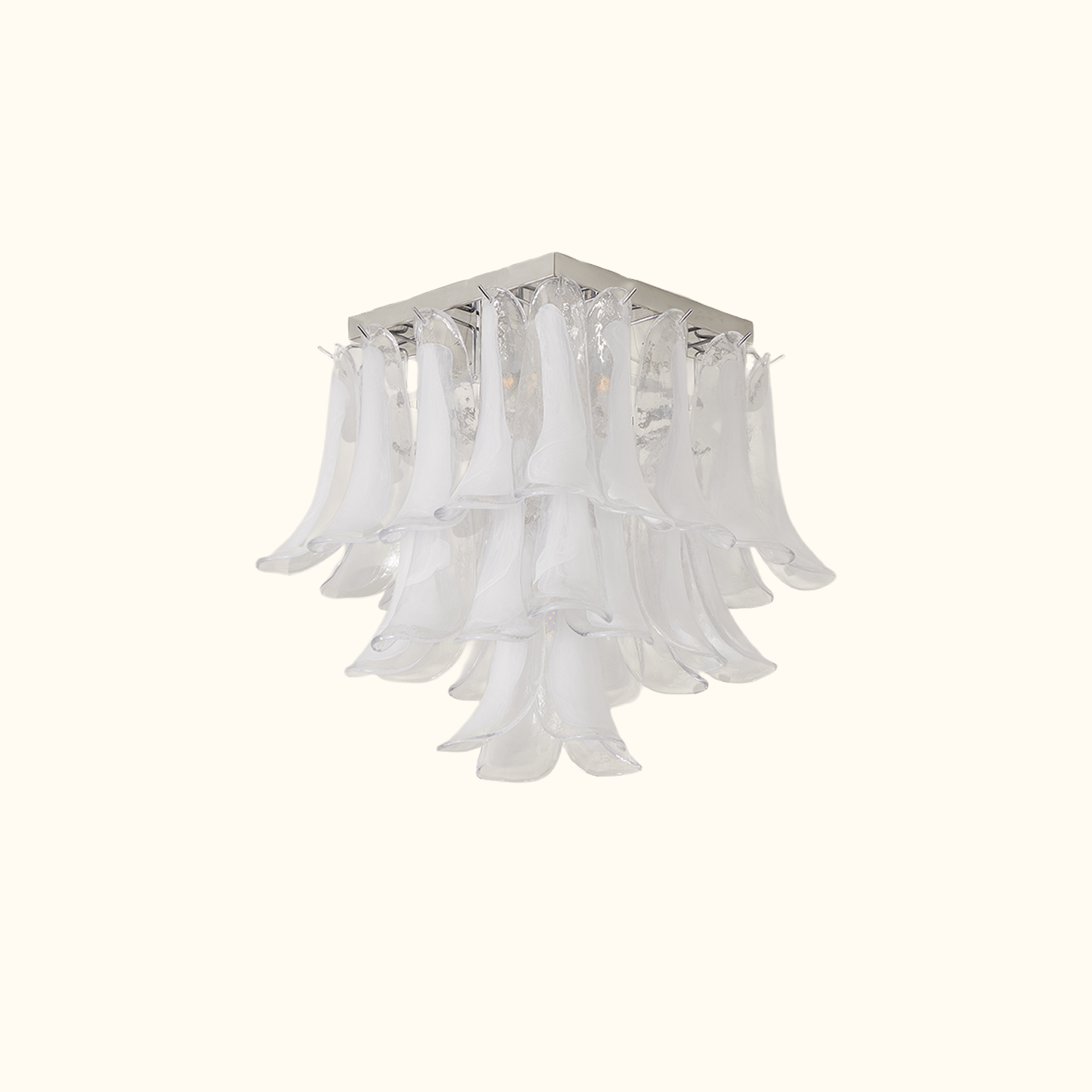 Murano Style White Floral Glass Chandelier