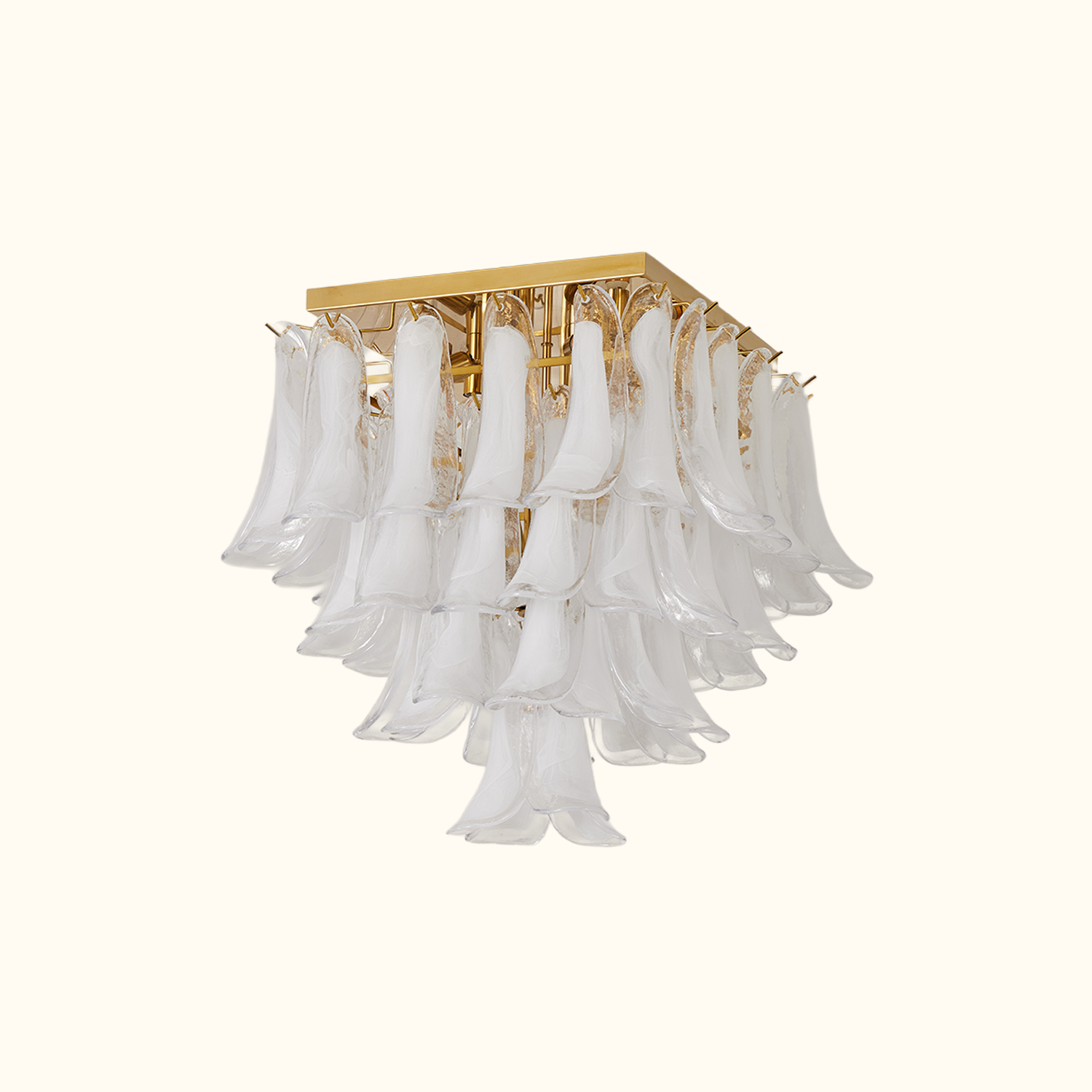 Murano Style White Floral Glass Chandelier