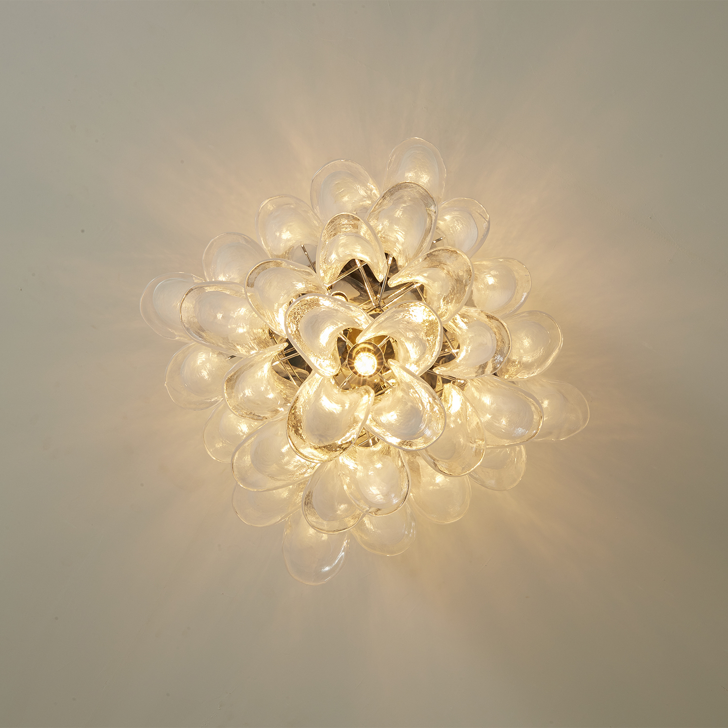 Murano Style White Floral Glass Chandelier