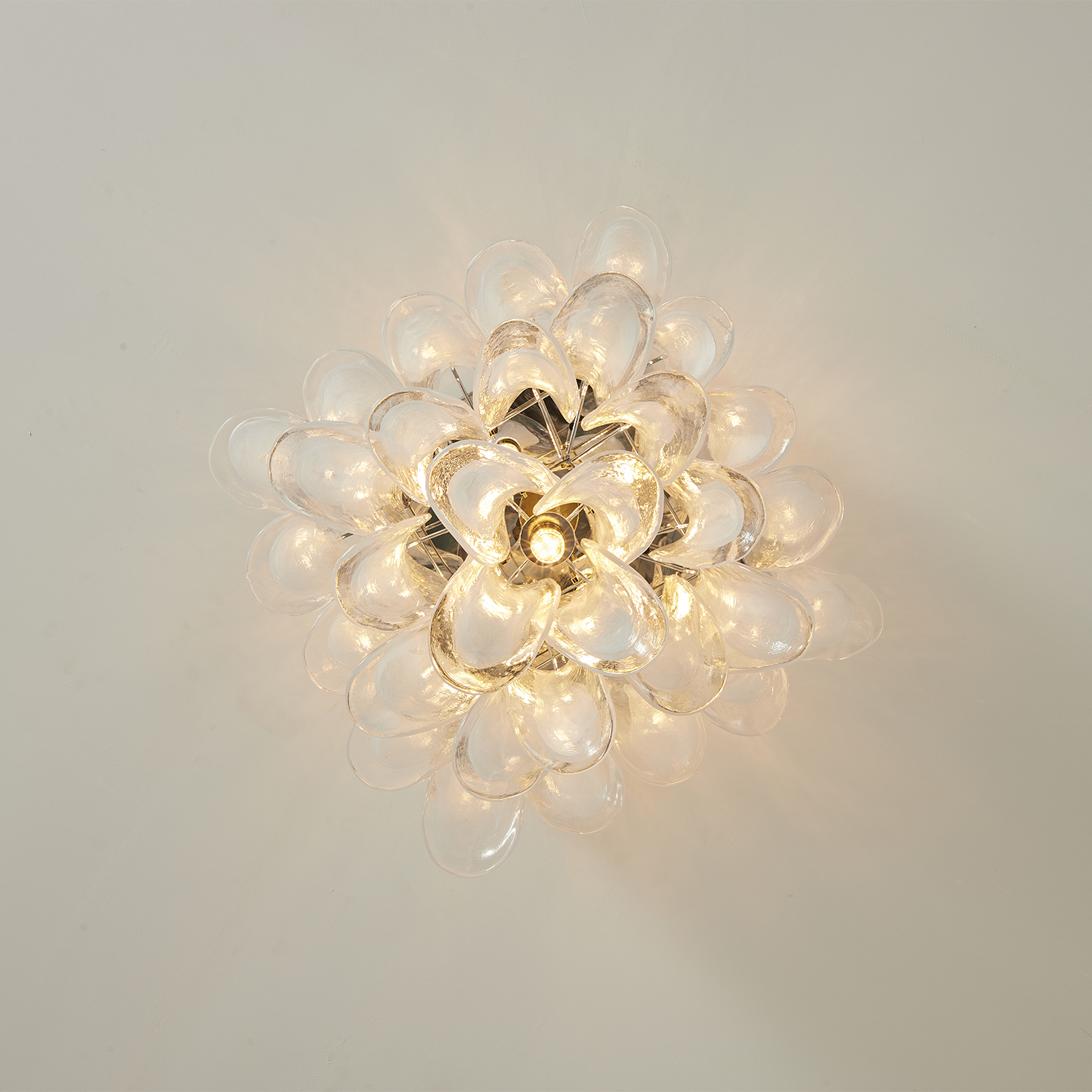 Murano Style White Floral Glass Chandelier