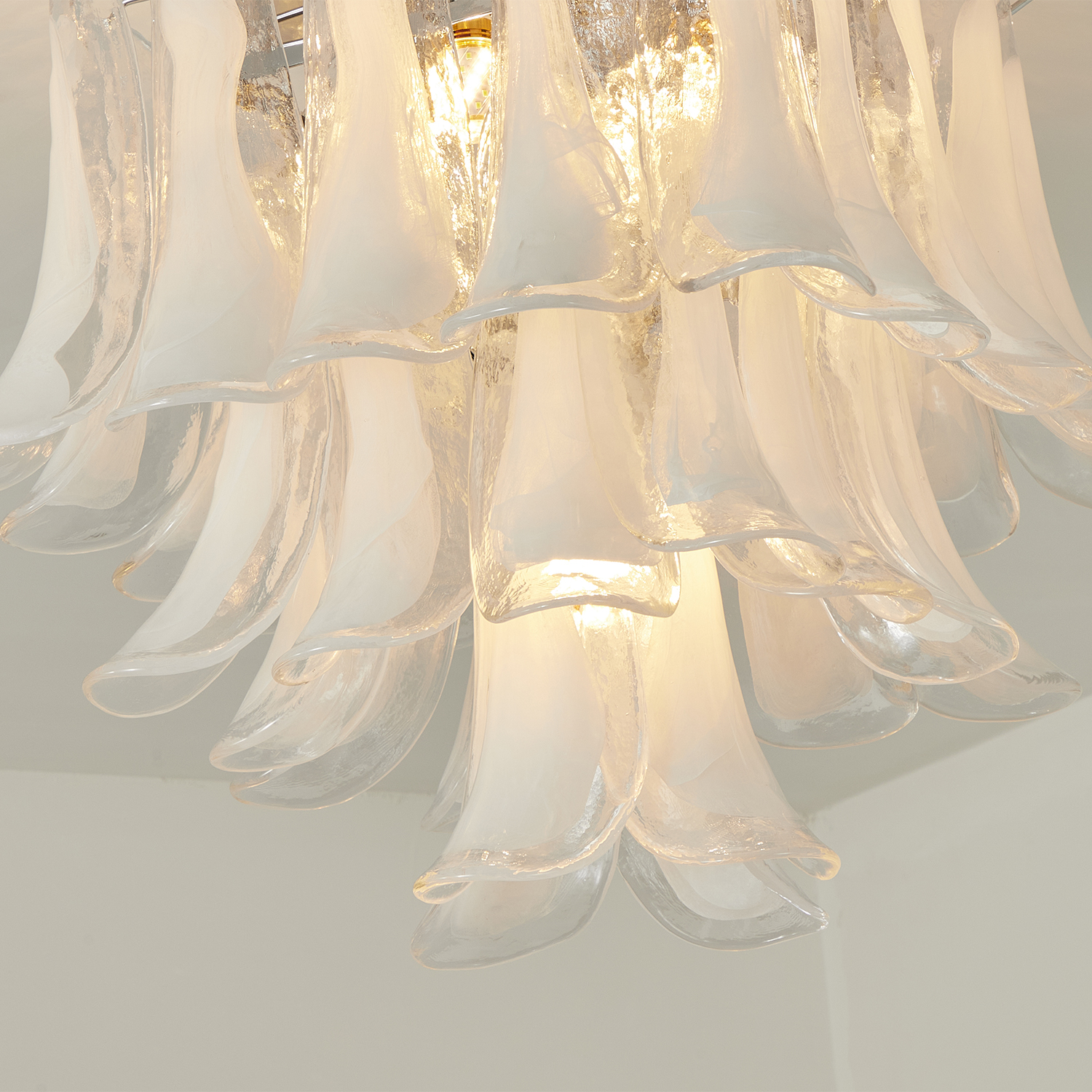 Murano Style White Floral Glass Chandelier