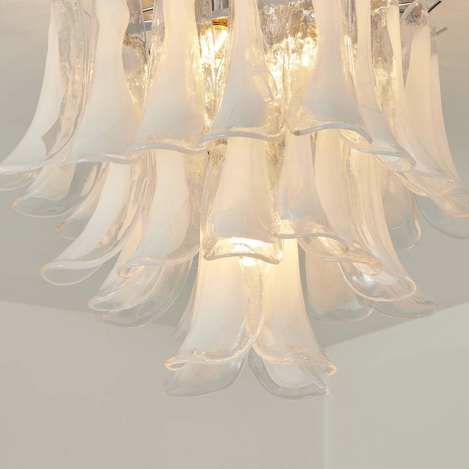 Murano Style White Floral Glass Chandelier