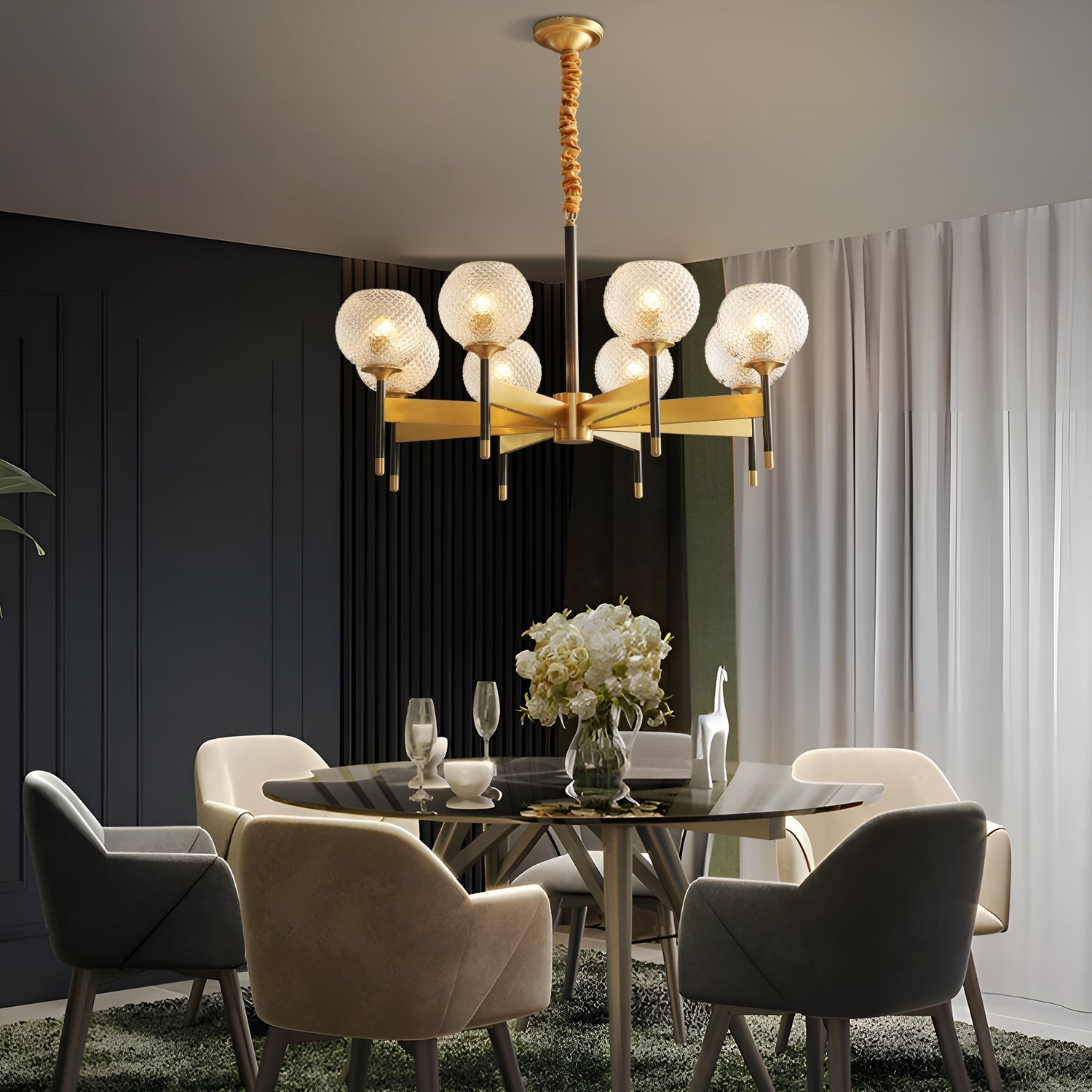 Orrefors_Ball_Brass_Chandelier_Visual_Comfort's_0005