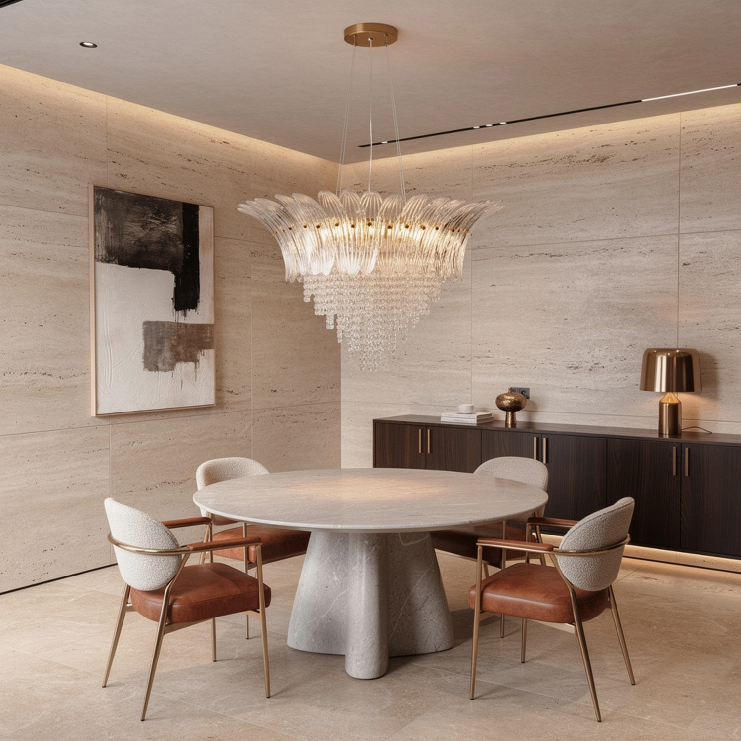 Palmette Crystal Chandelier