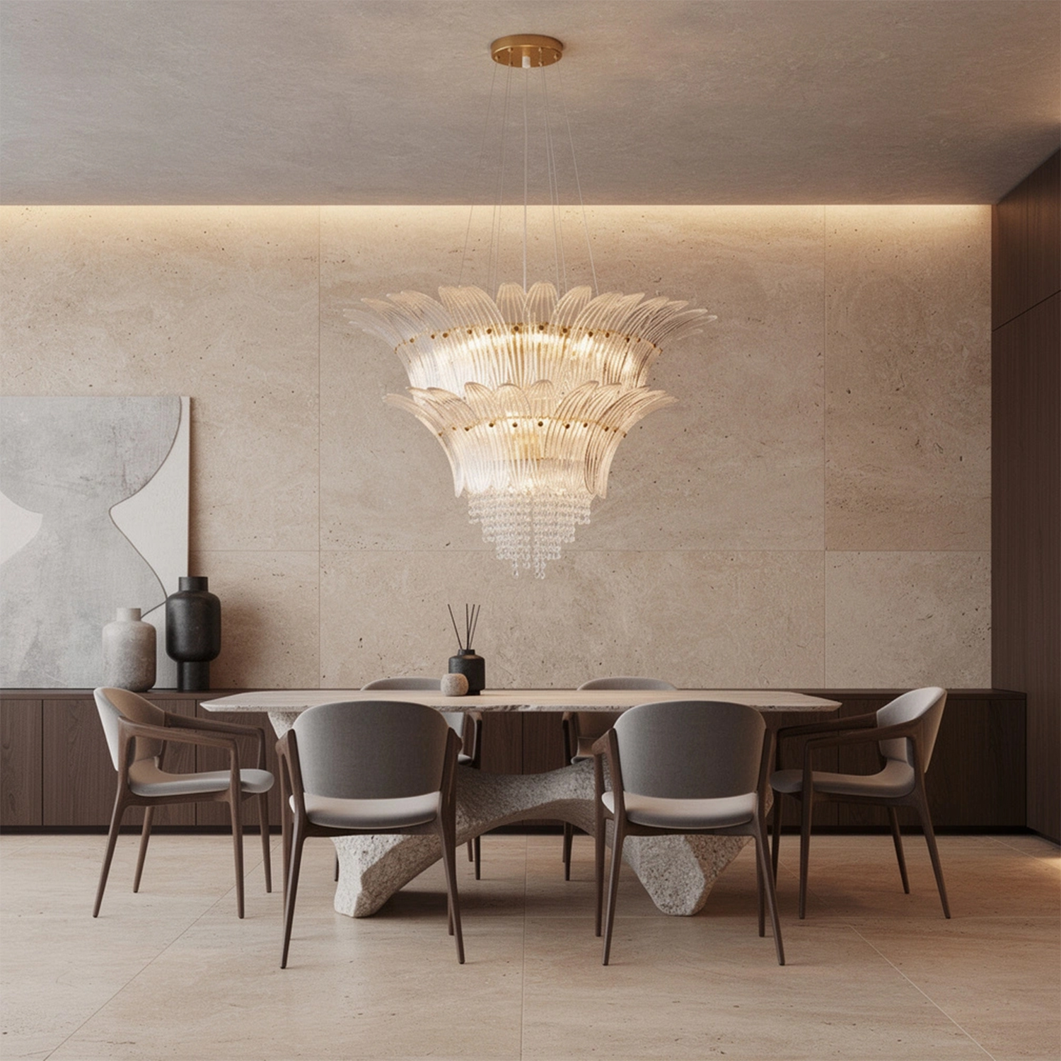 Palmette Crystal Chandelier
