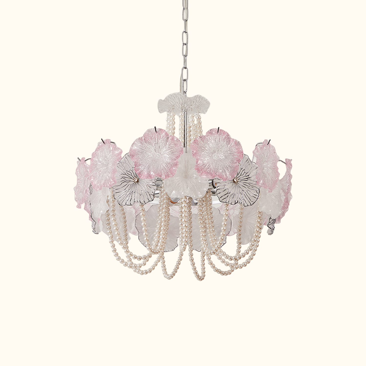 Pearl Pink Lotus Glass Chandelier