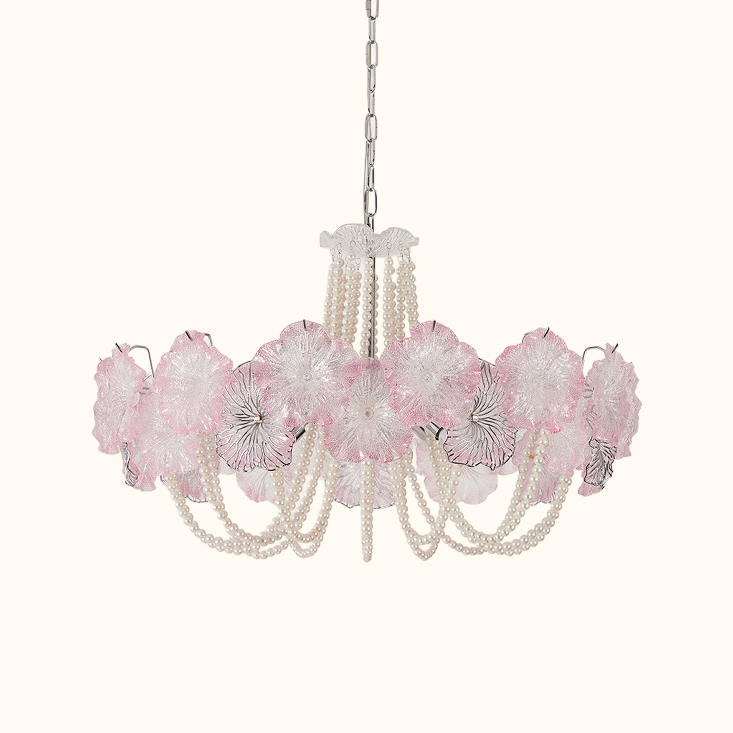 Pearl Pink Lotus Glass Chandelier
