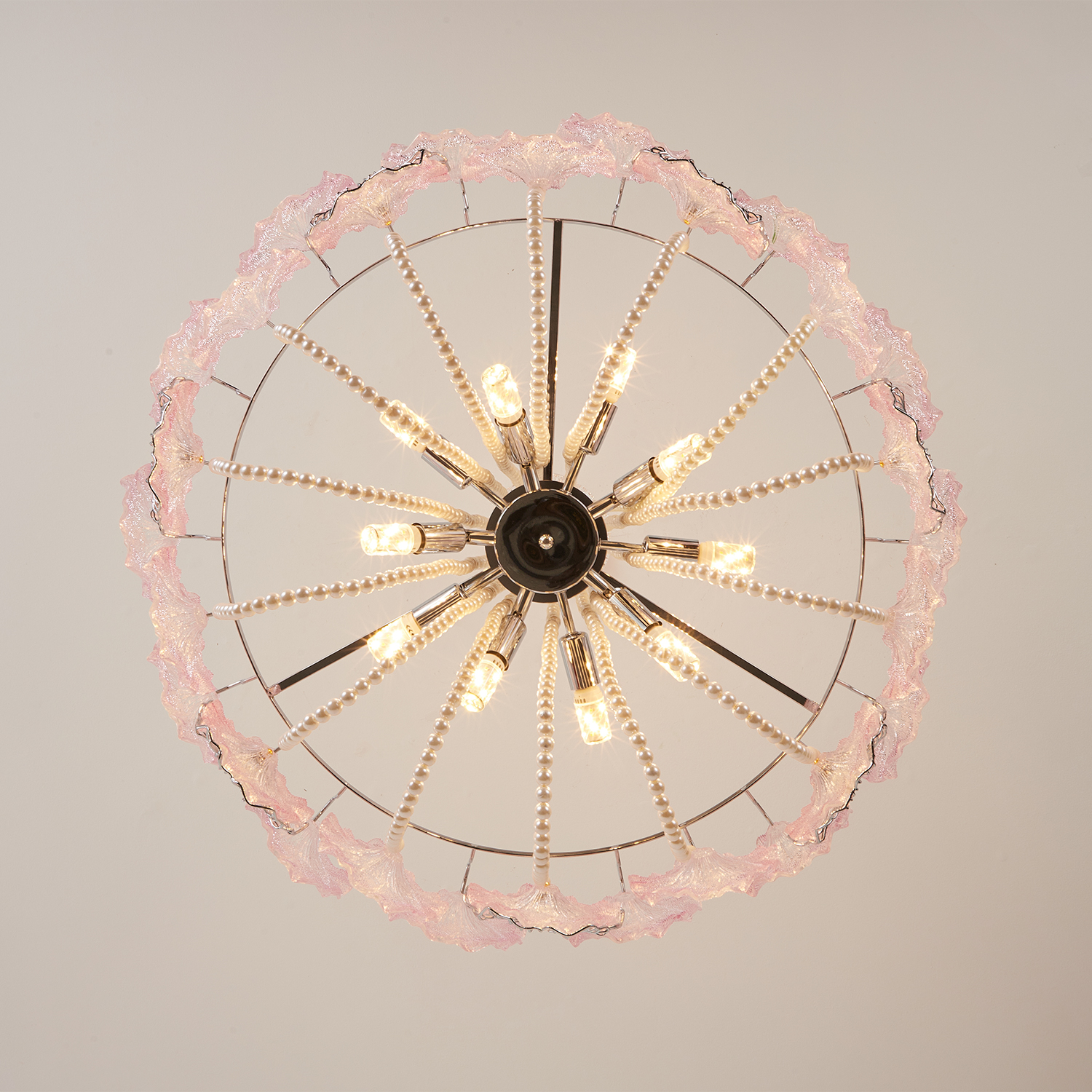 Pearl Pink Lotus Glass Chandelier