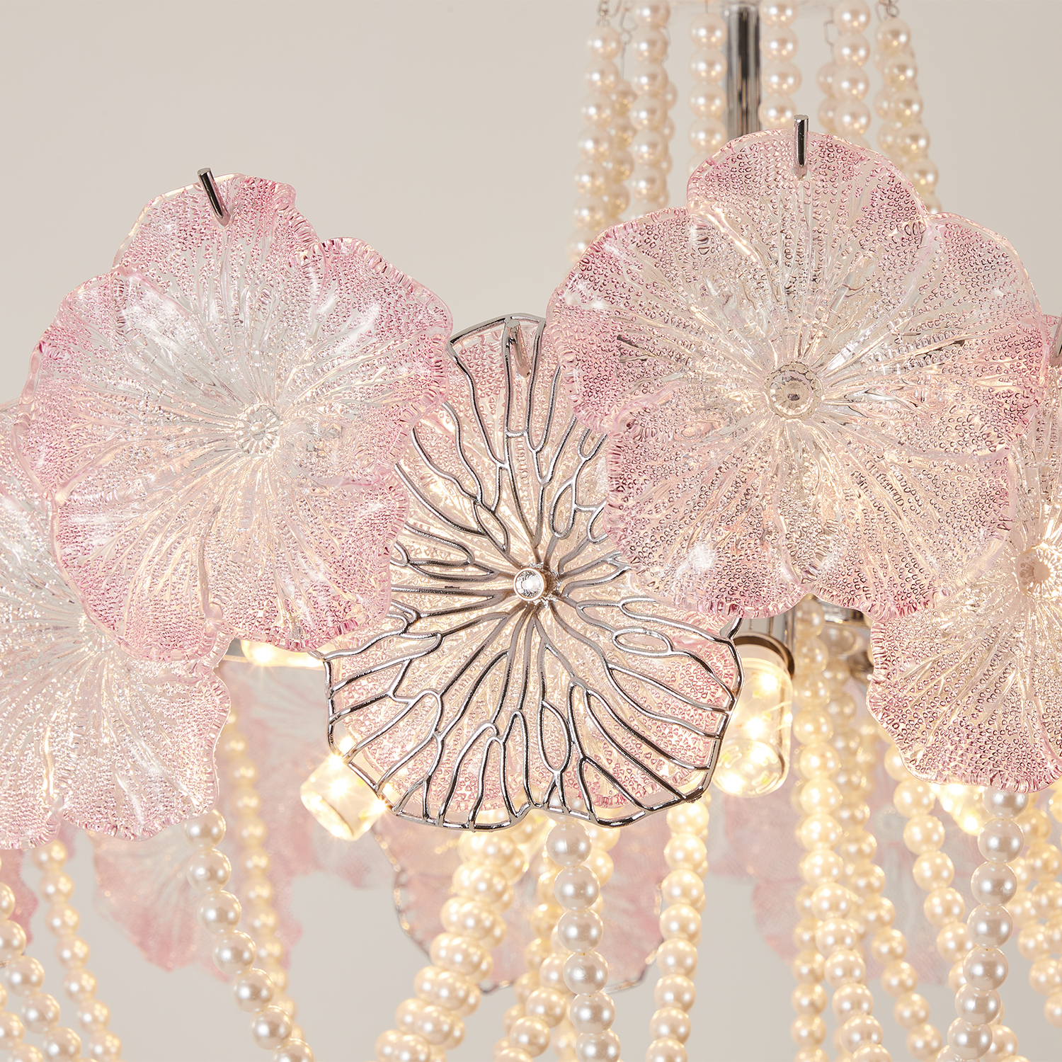 Pearl Pink Lotus Glass Chandelier
