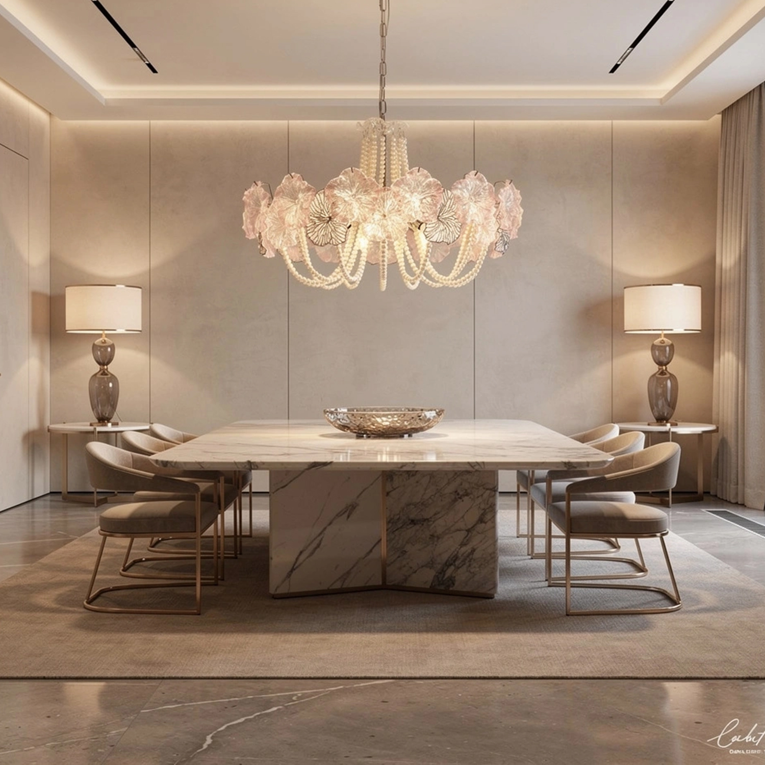 Pearl Pink Lotus Glass Chandelier