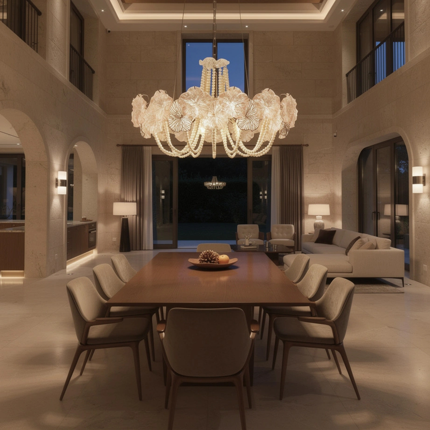 Pearl Pink Lotus Glass Chandelier