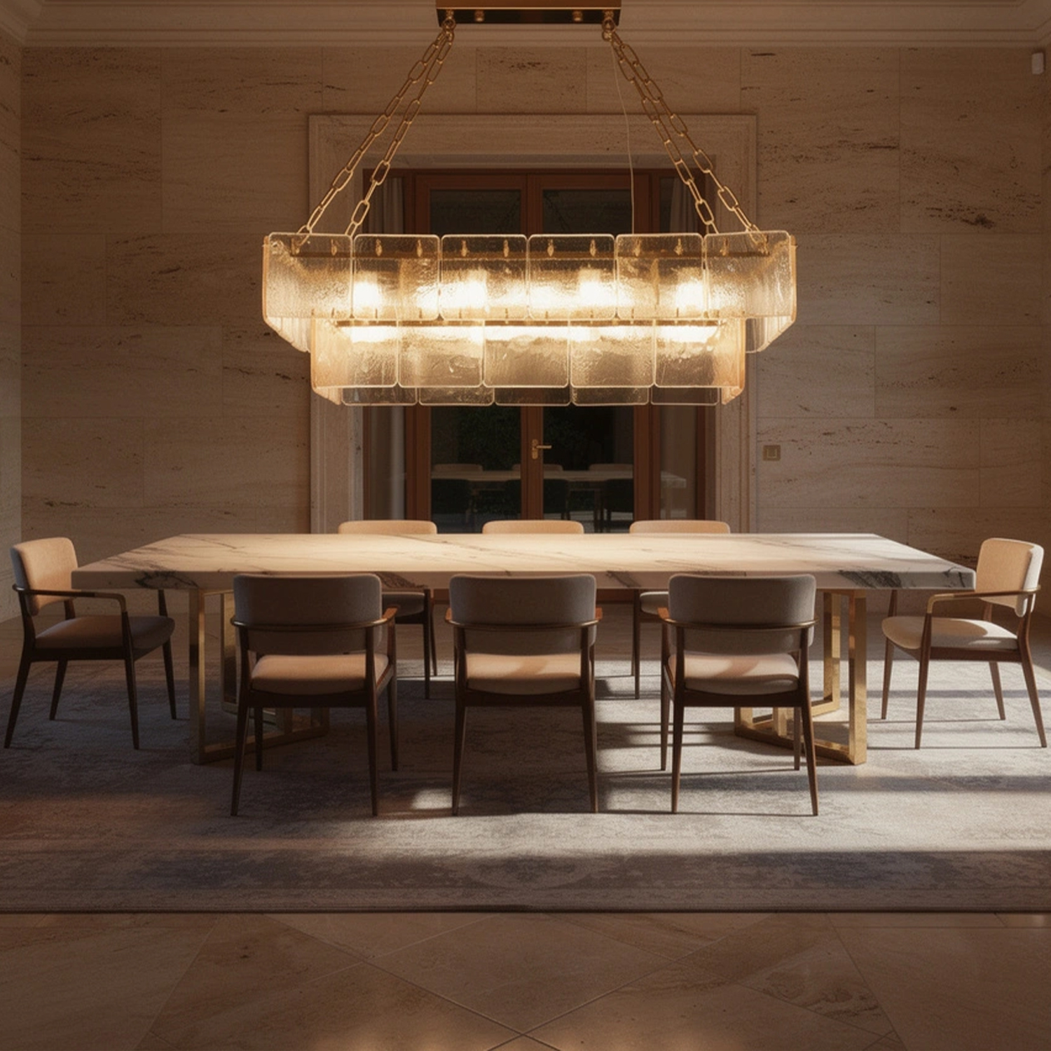 Regal Multi Tier Rectangular Chandelier