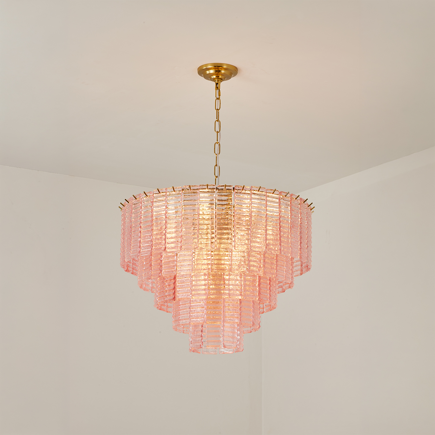 Sirene Pink Glass Round Chandelier