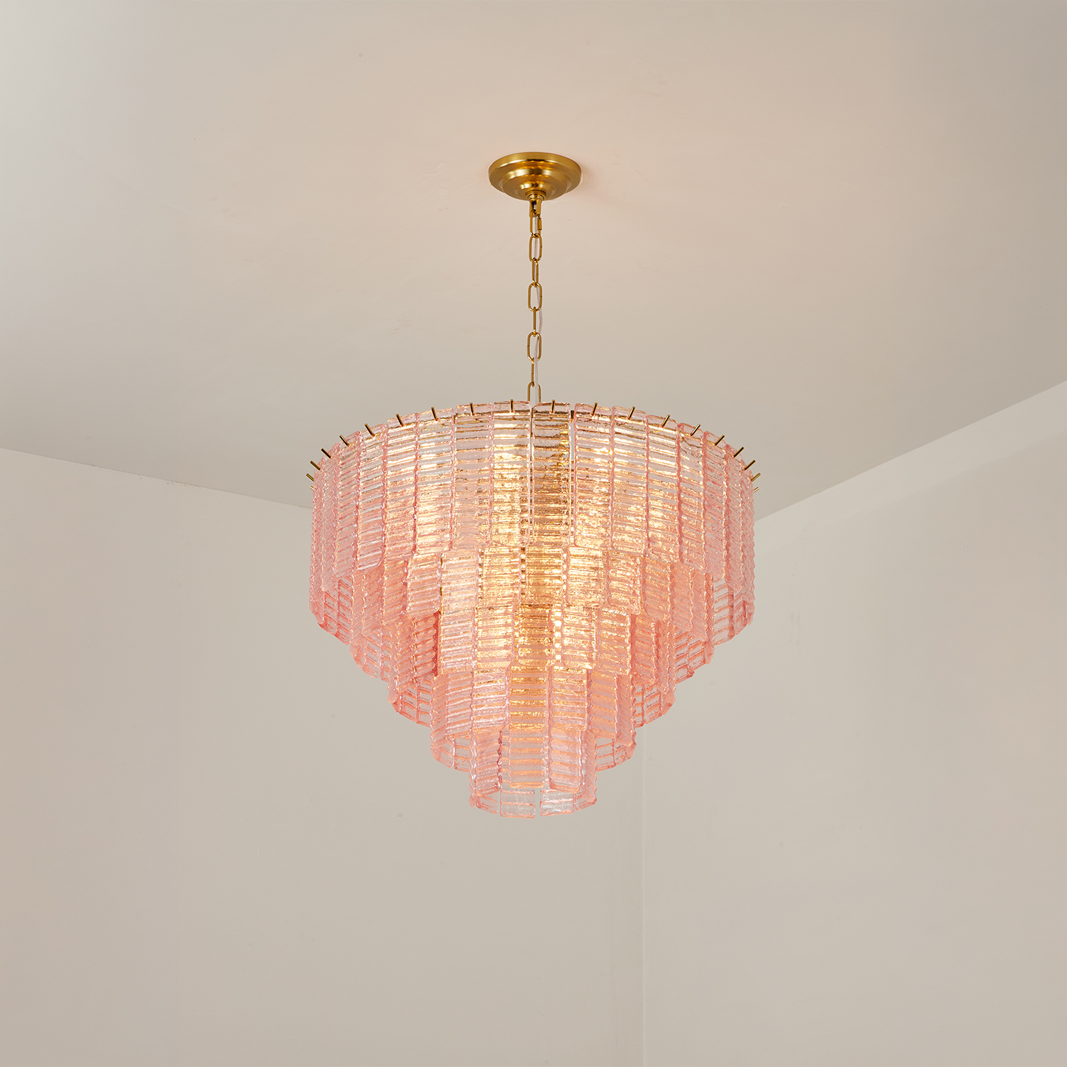 Sirene Pink Glass Round Chandelier
