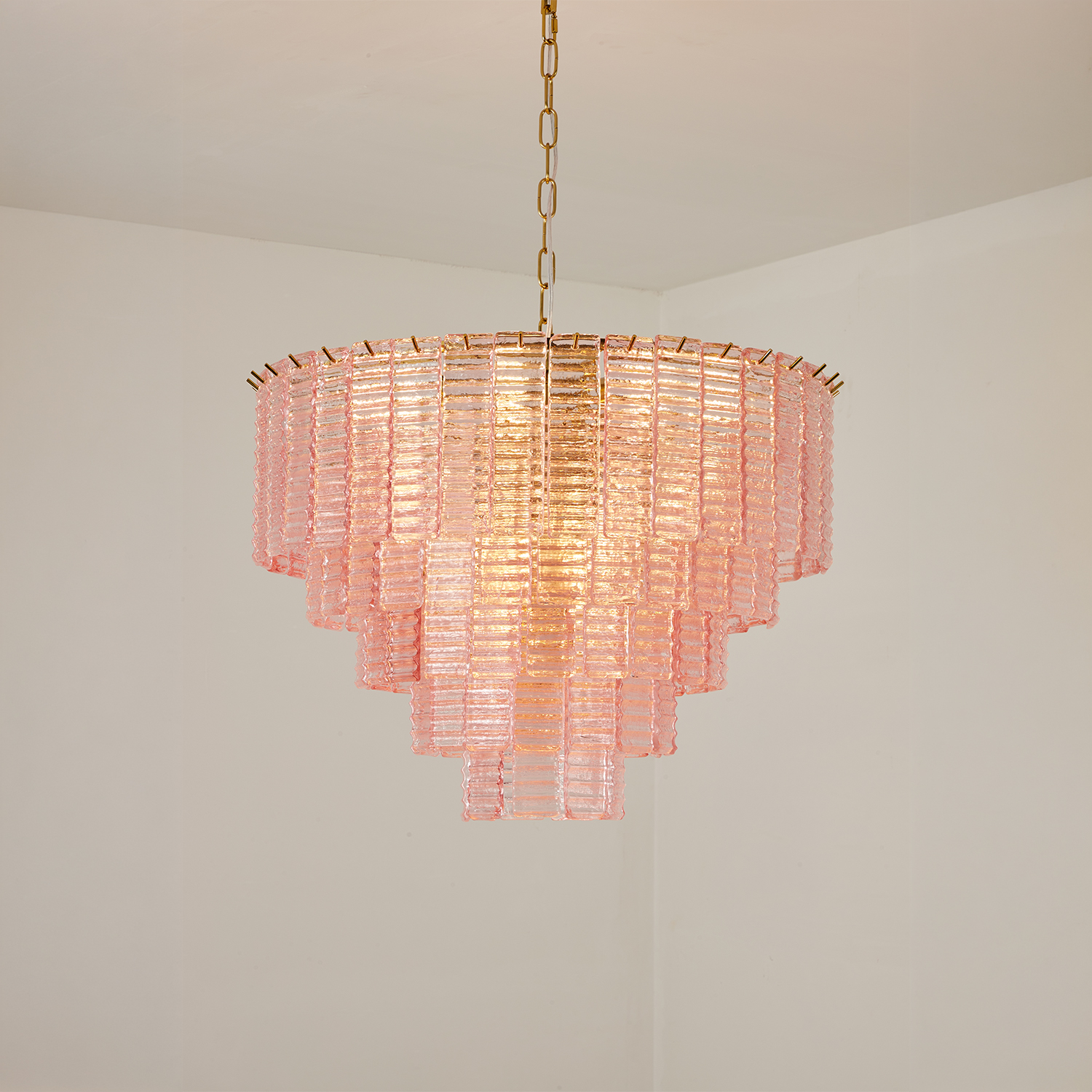 Sirene Pink Glass Round Chandelier