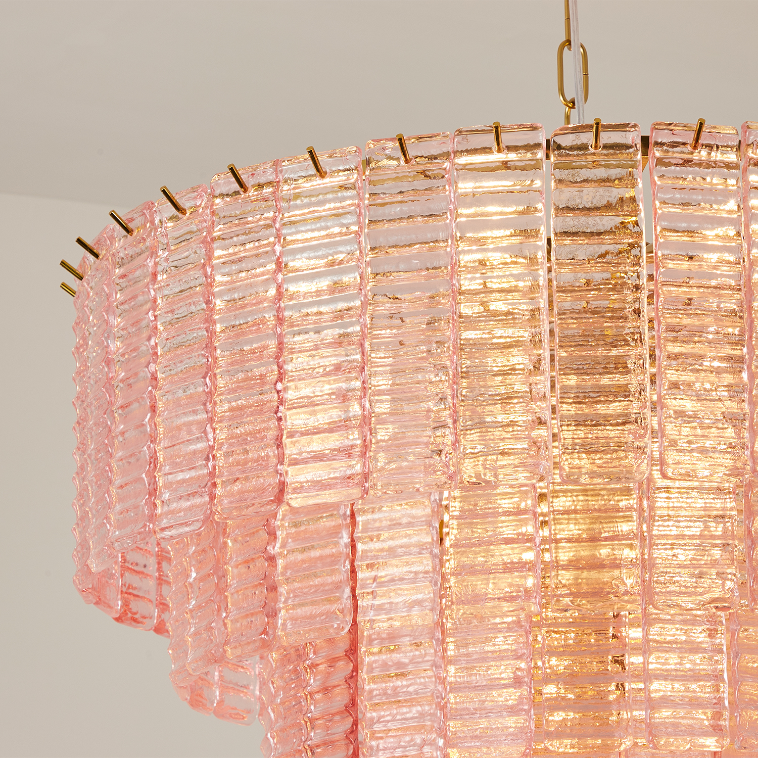 Sirene Pink Glass Round Chandelier