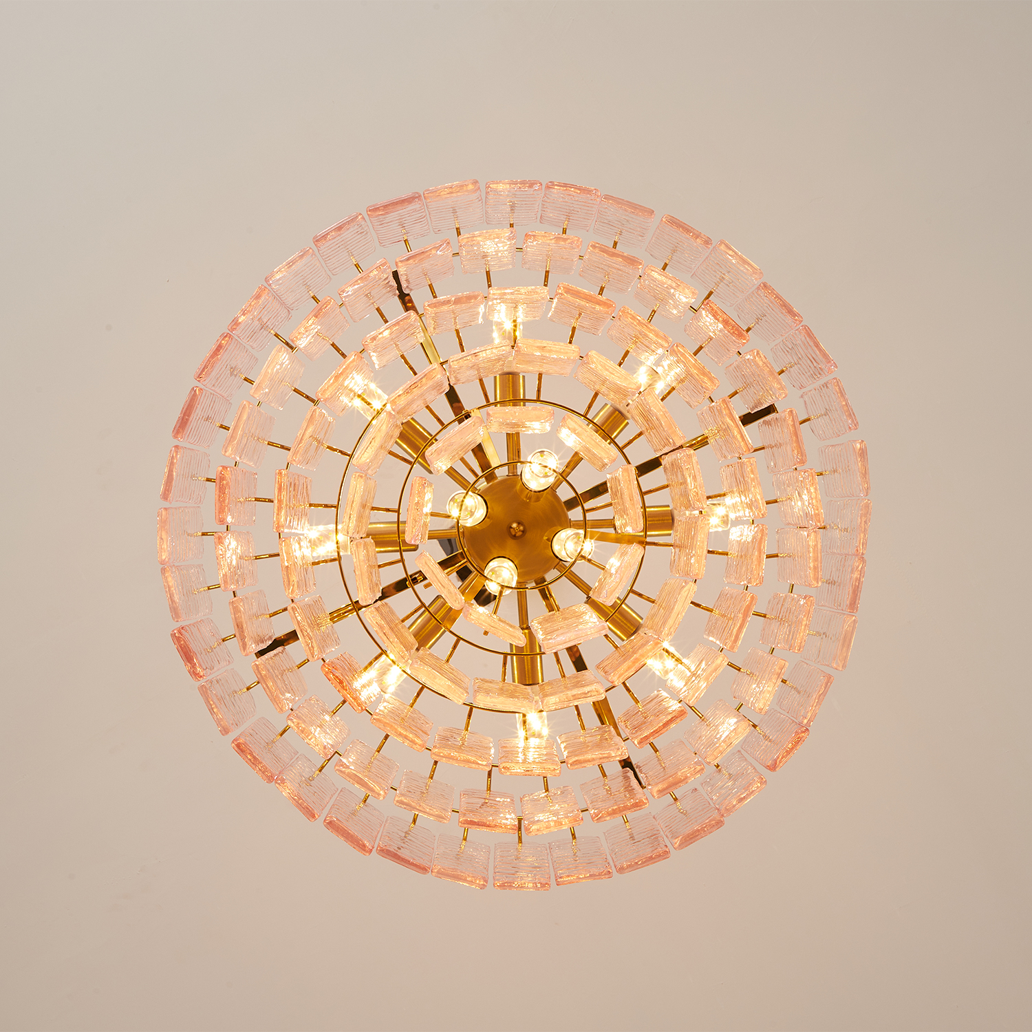 Sirene Pink Glass Round Chandelier
