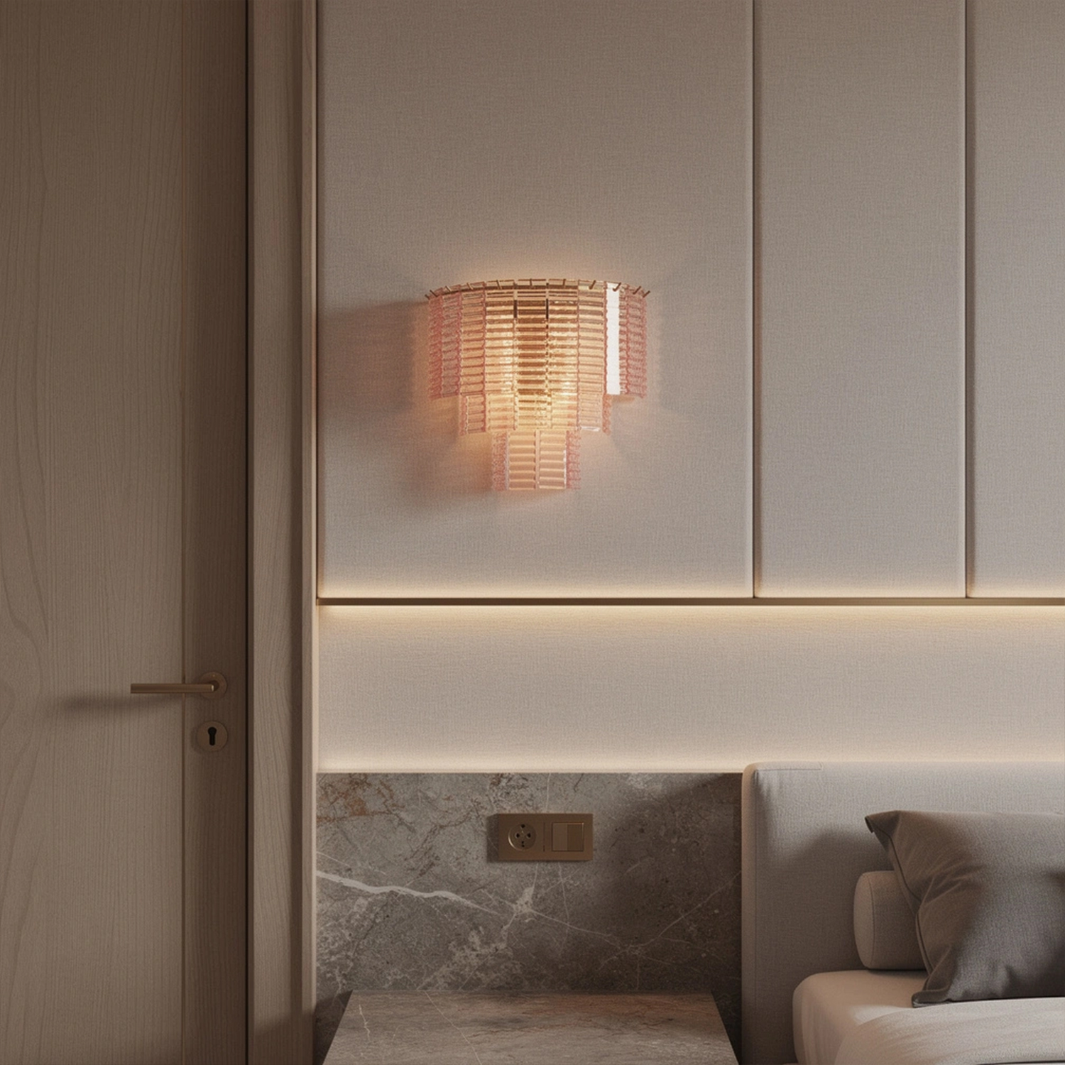 Sirene Pink Glass Round Sconce