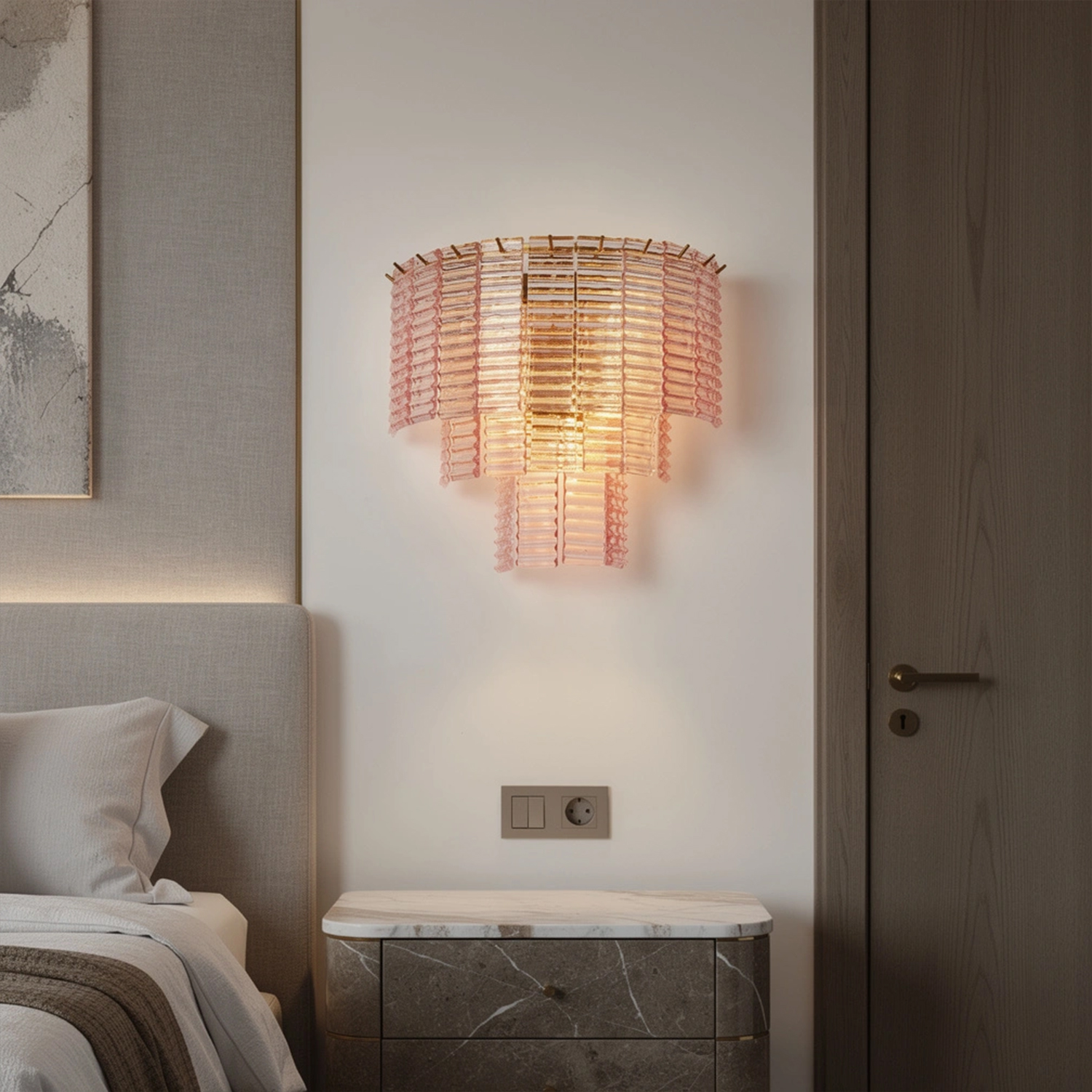 Sirene Pink Glass Round Sconce