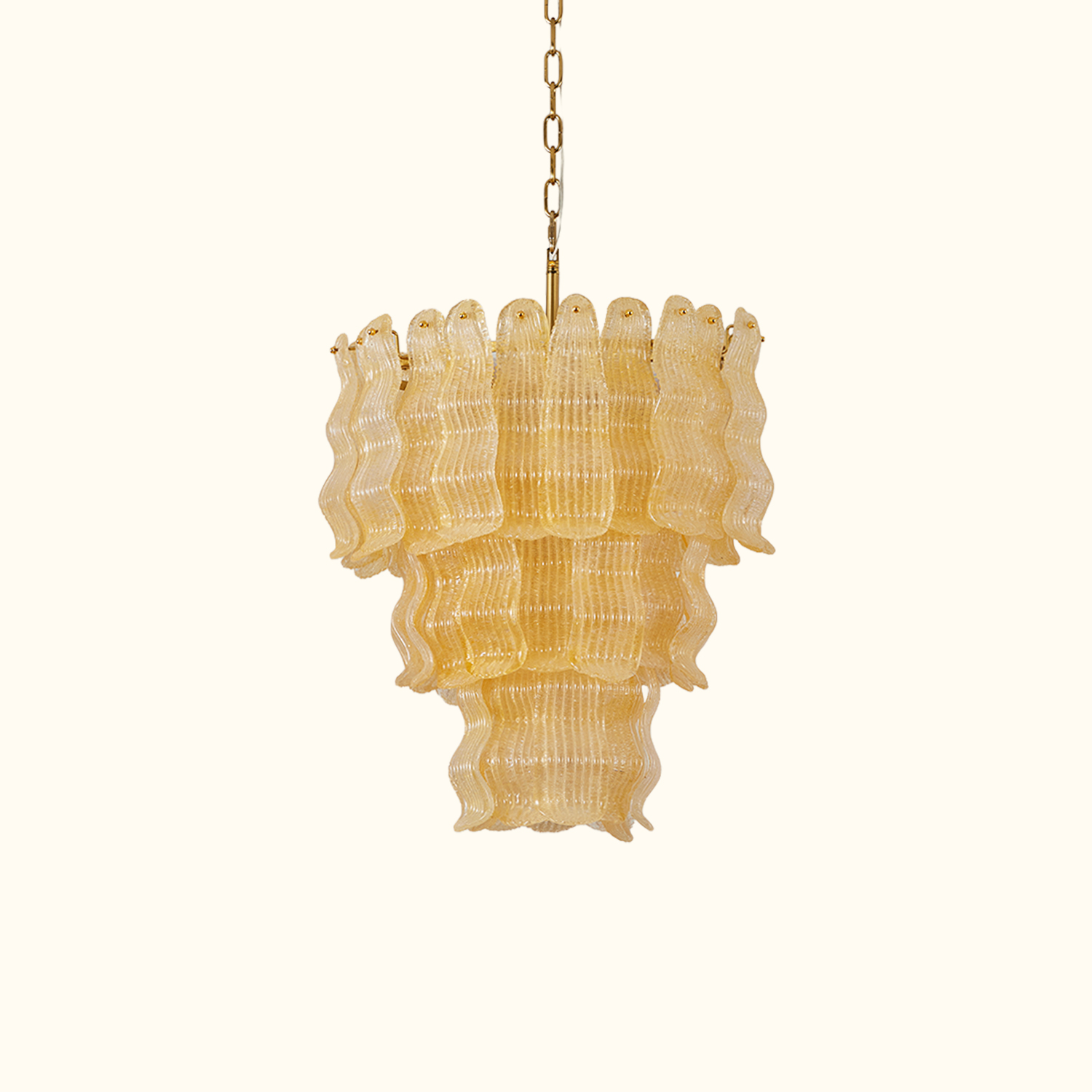 Tiered Ribbed Glass Cascade Chandelier