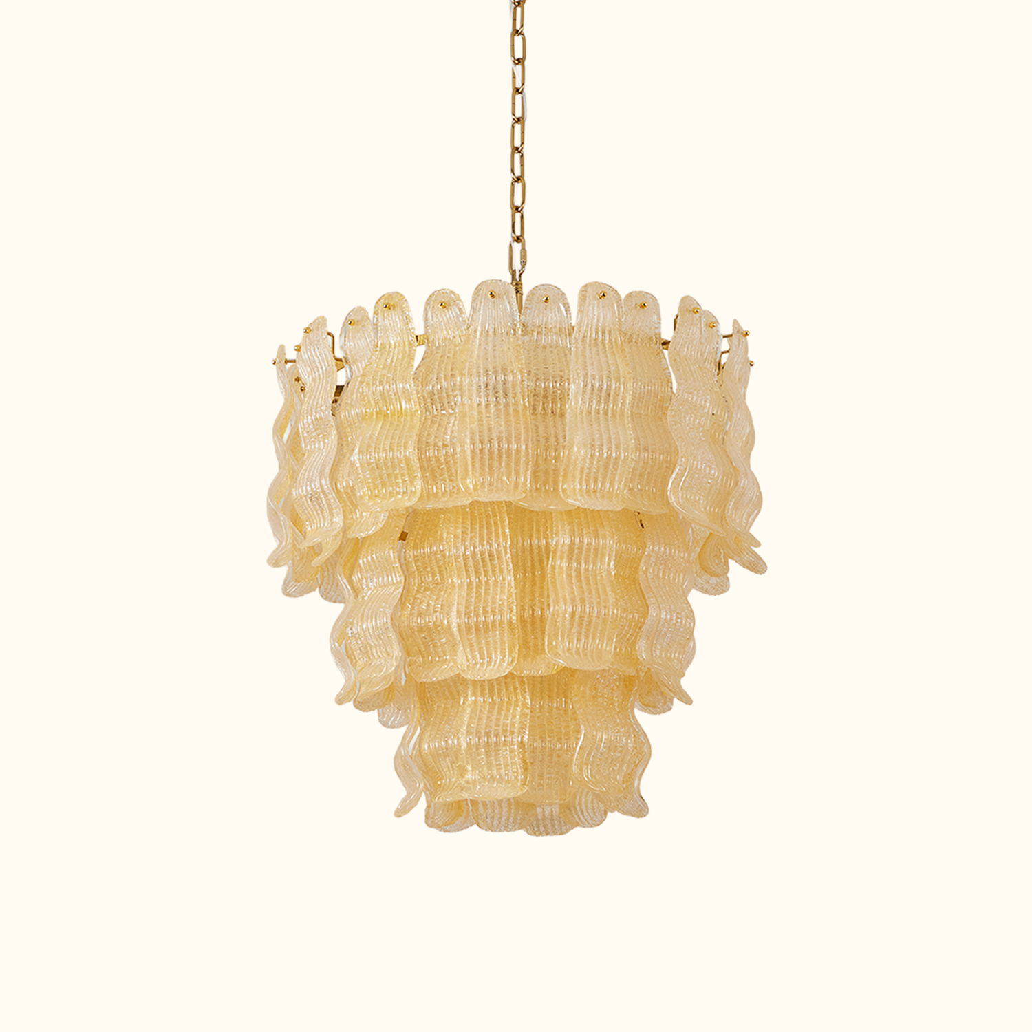 Tiered Ribbed Glass Cascade Chandelier