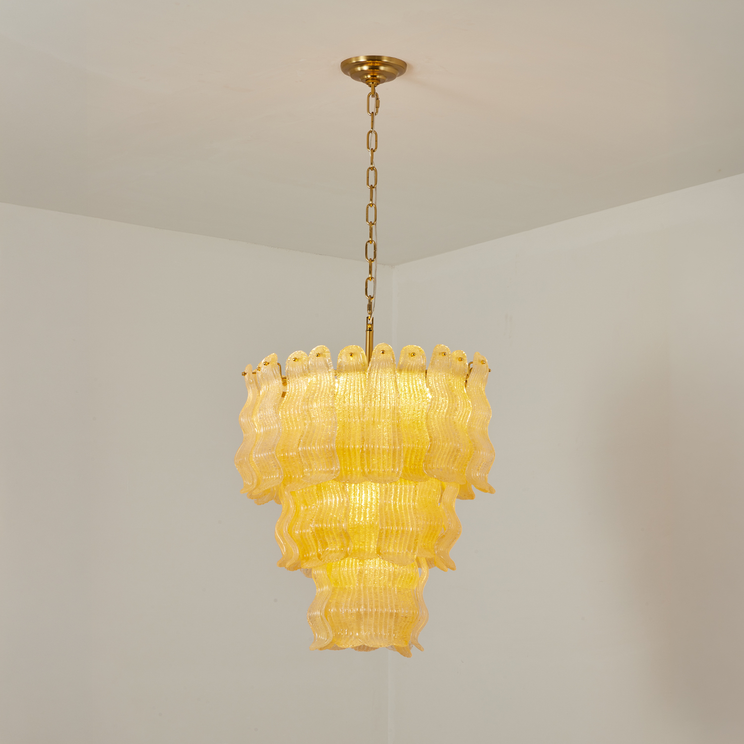 Tiered Ribbed Glass Cascade Chandelier