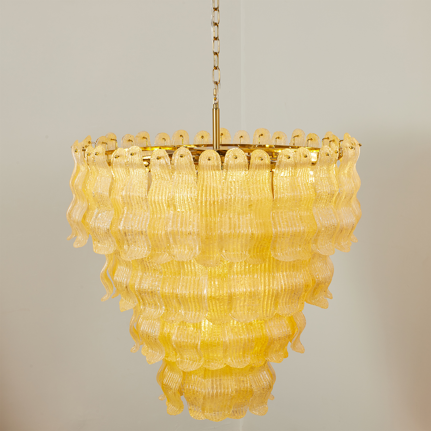 Tiered Ribbed Glass Cascade Chandelier