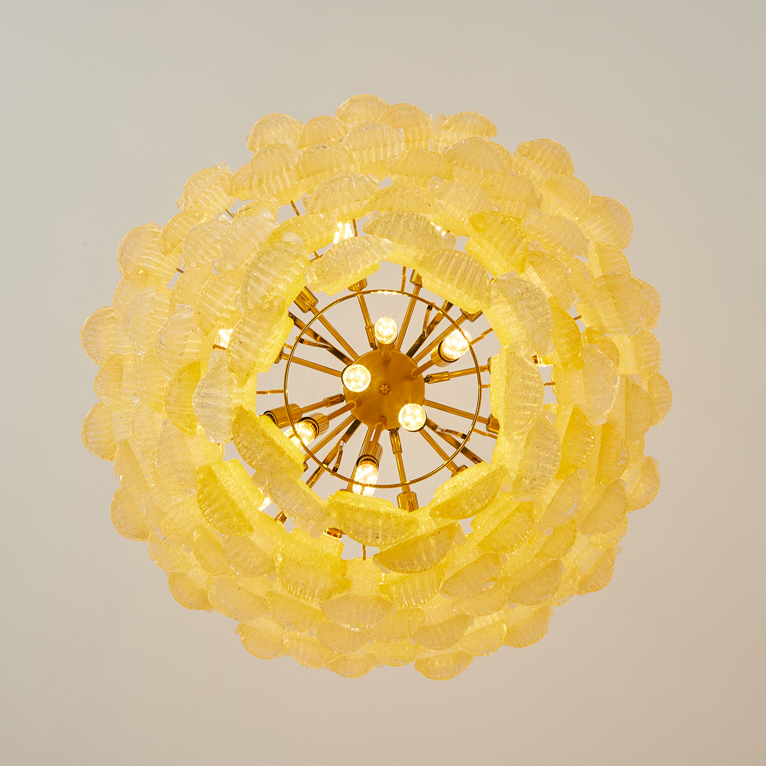 Tiered Ribbed Glass Cascade Chandelier