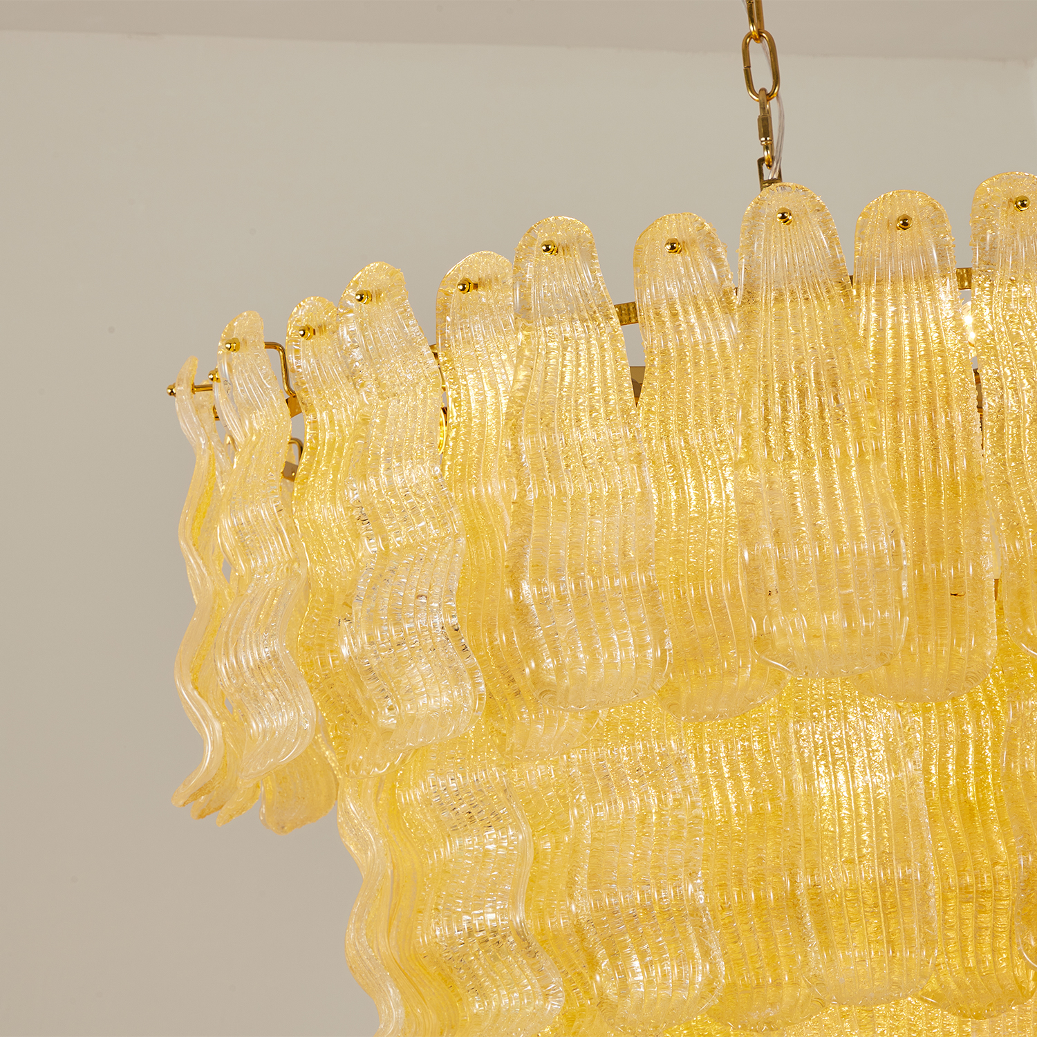 Tiered Ribbed Glass Cascade Chandelier