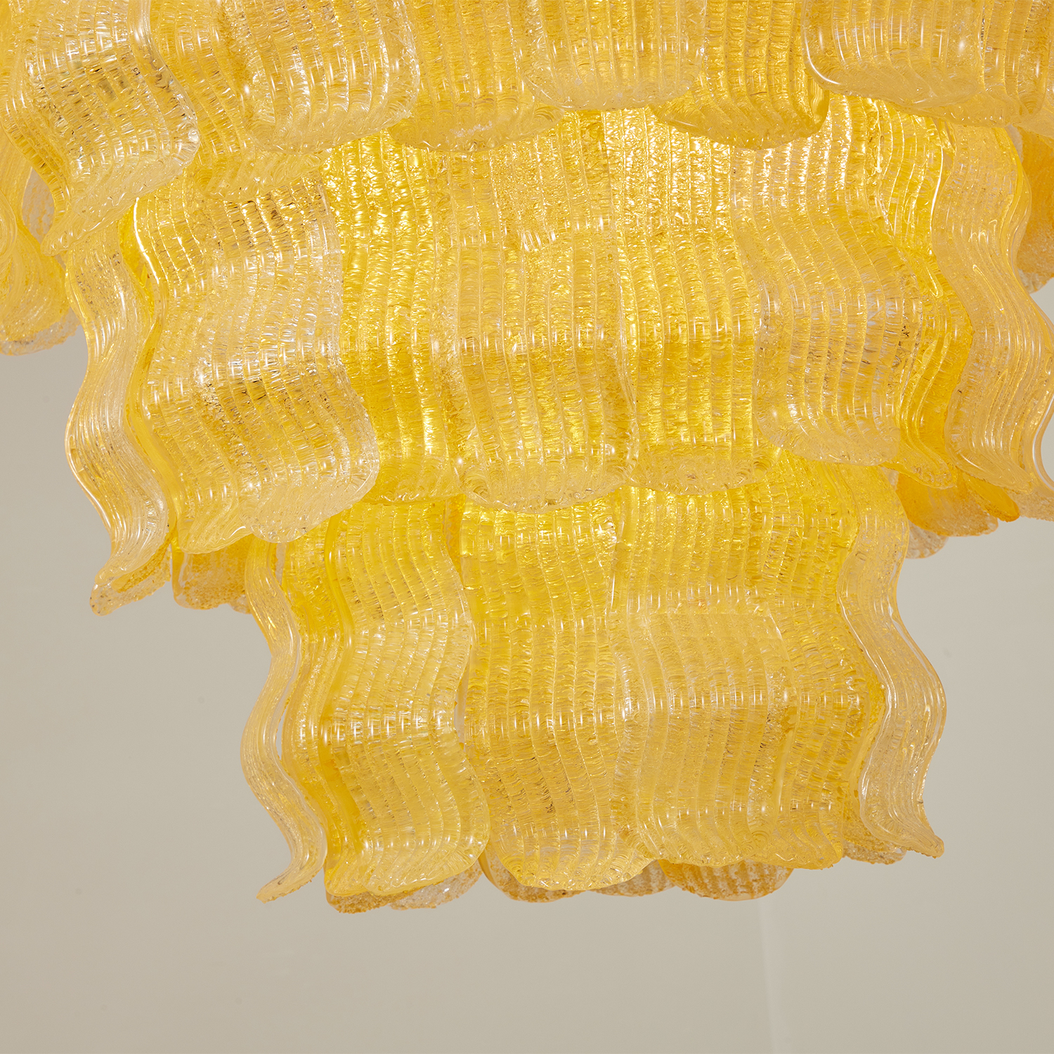 Tiered Ribbed Glass Cascade Chandelier