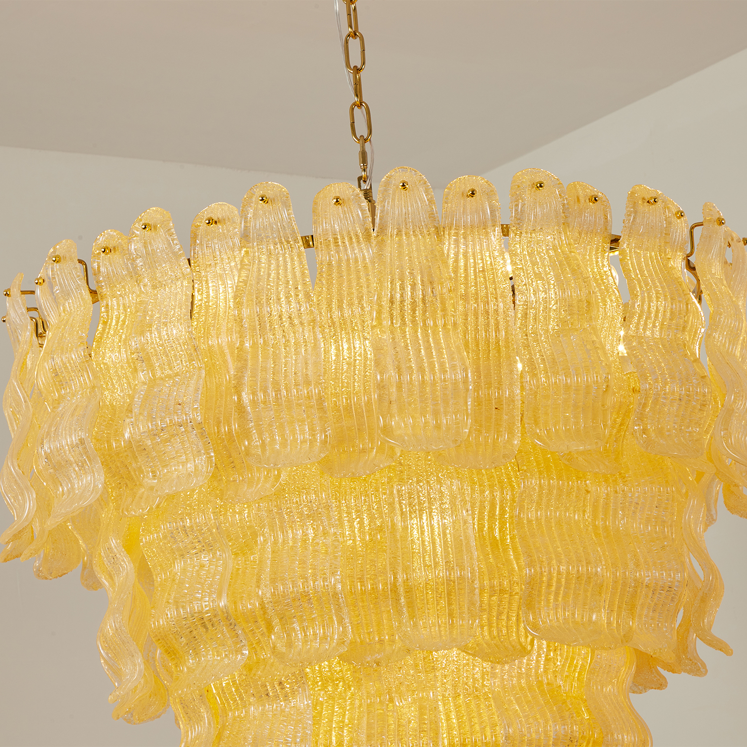 Tiered Ribbed Glass Cascade Chandelier