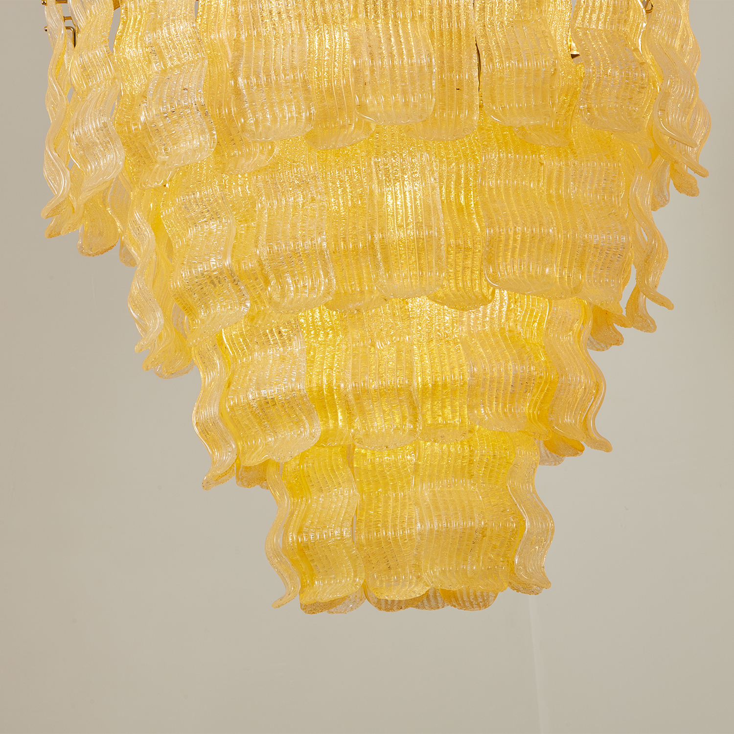Tiered Ribbed Glass Cascade Chandelier