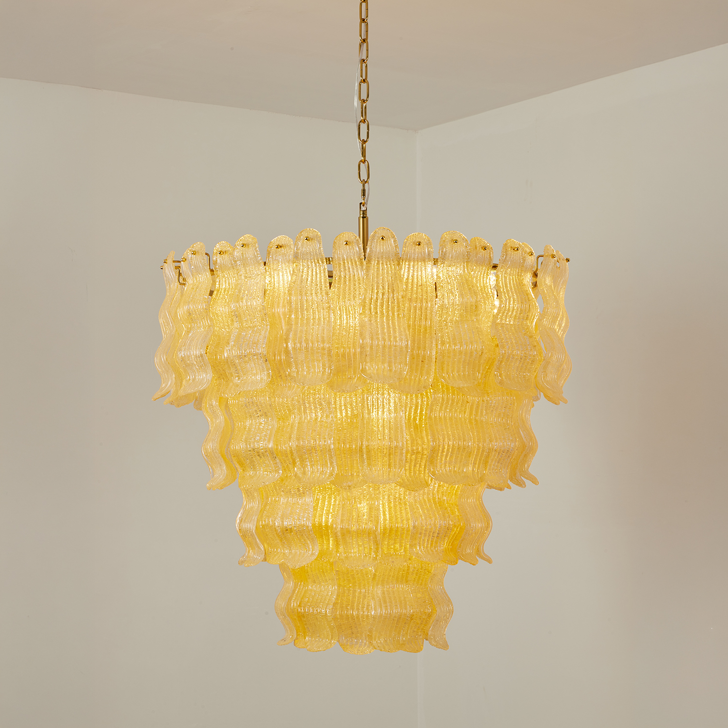 Tiered Ribbed Glass Cascade Chandelier