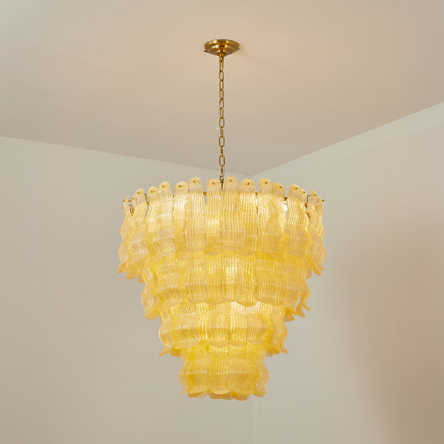 Tiered Ribbed Glass Cascade Chandelier