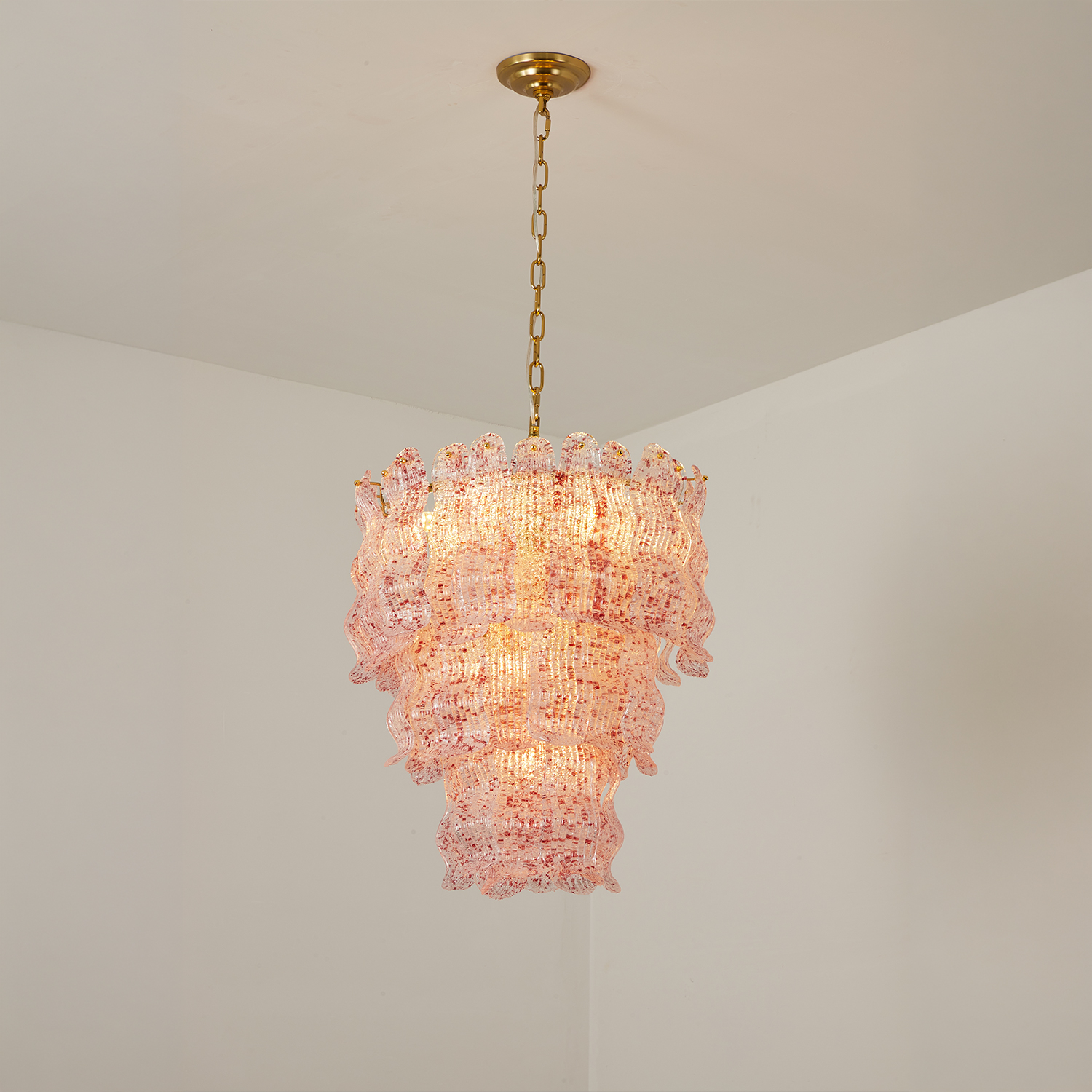 Tiered Ribbed Glass Cascade Chandelier