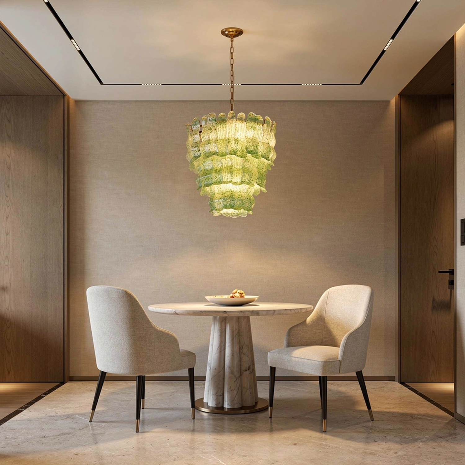 Tiered Ribbed Glass Cascade Chandelier